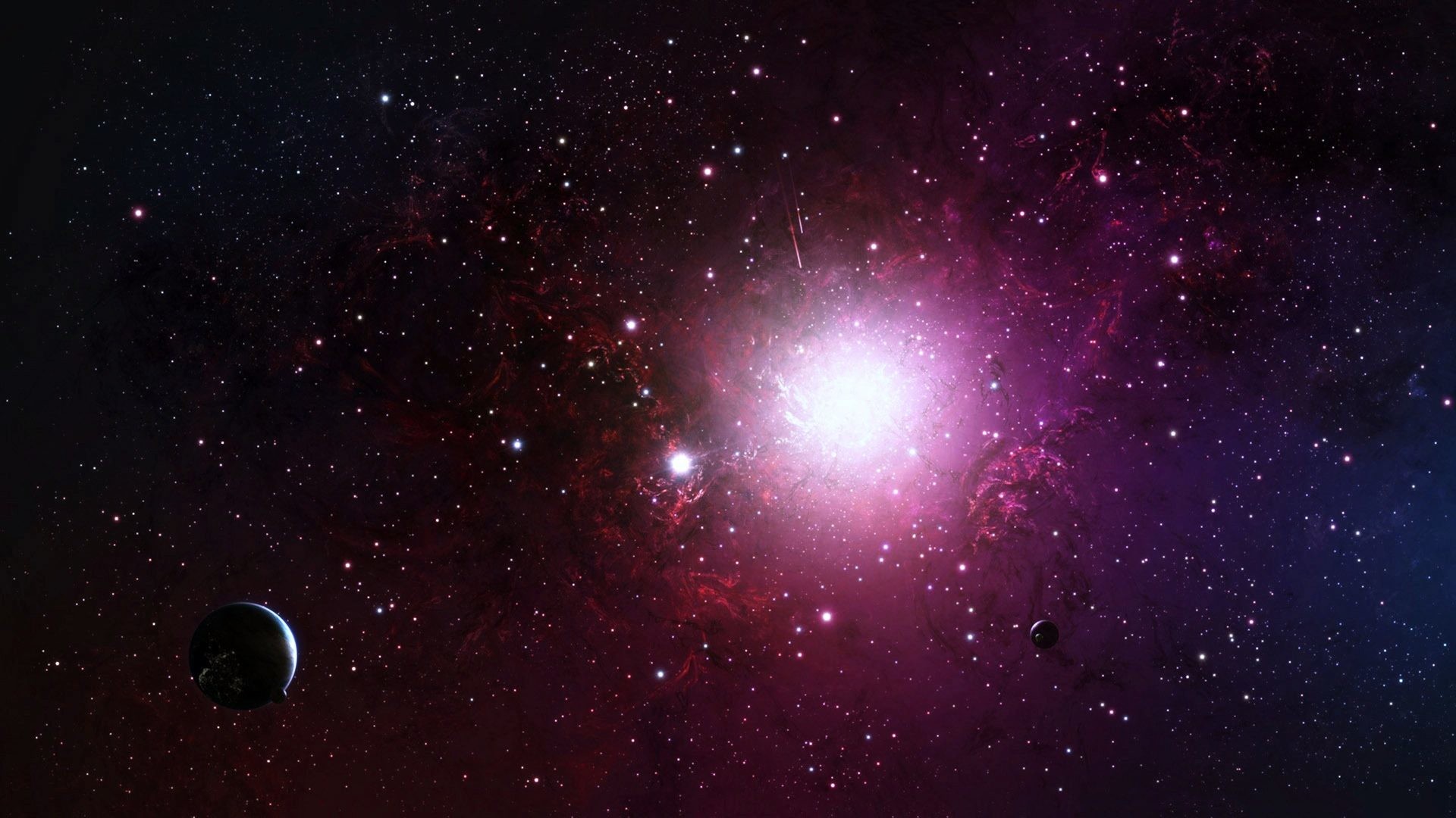 1920x1080 October 8, 2016 - Colors Nebula Glow Pink Sky Planets Galaxy Space Universe  Ufo Stars