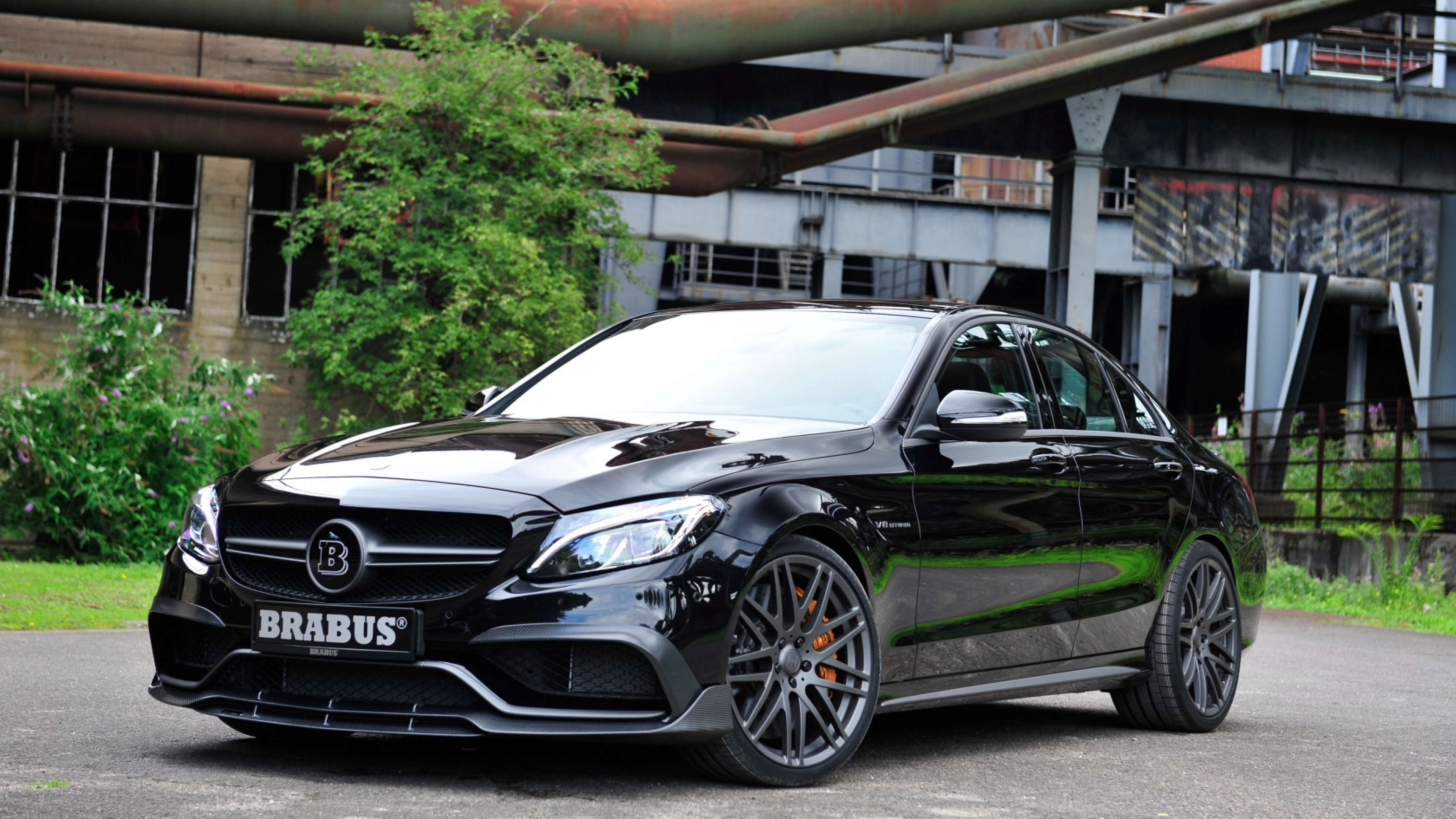 3840x2160 Preview wallpaper brabus, mercedes, amg, black, side view 