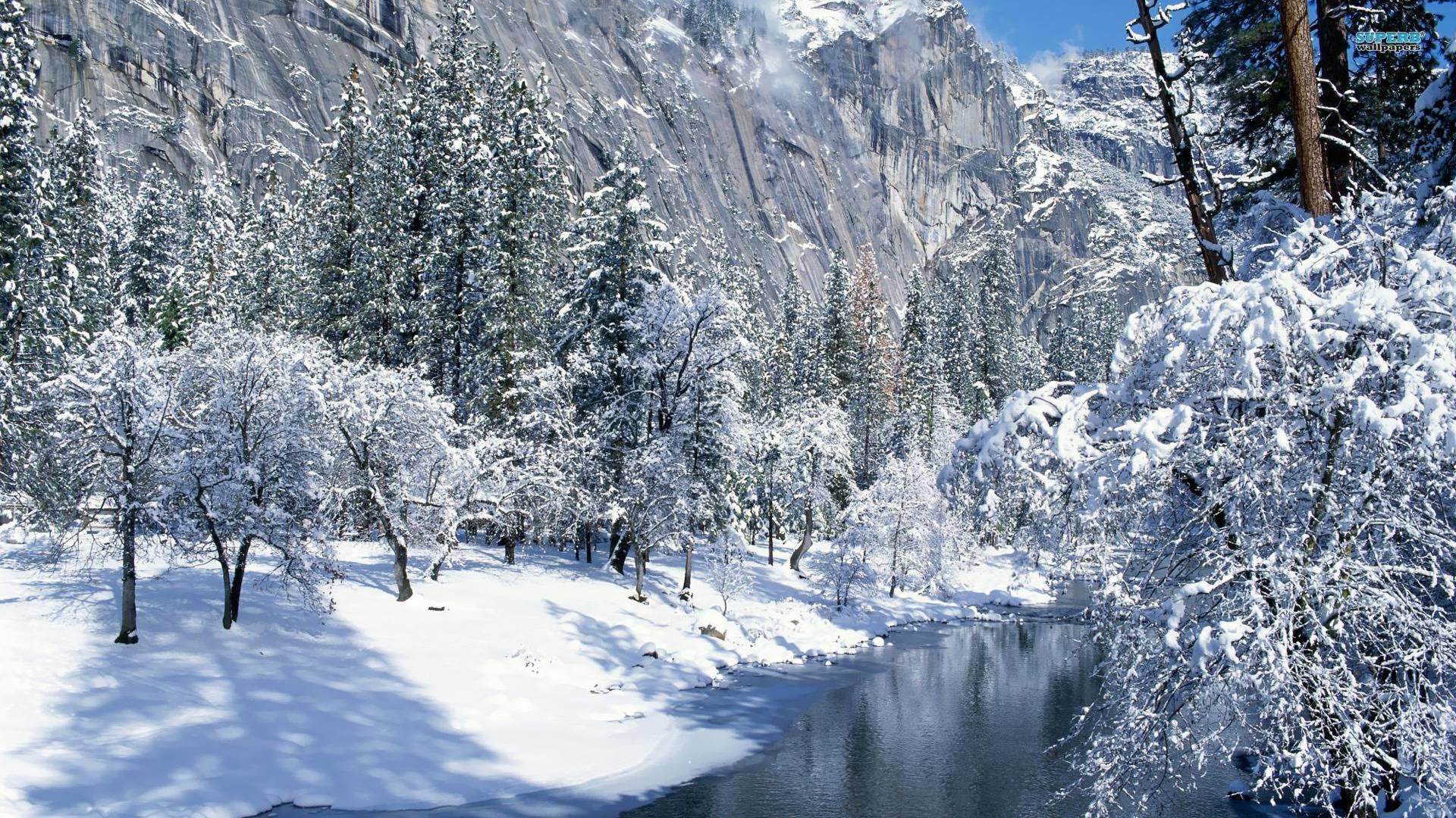 1920x1080 Creek in the snowy mountains wallpaper - Nature wallpapers - #