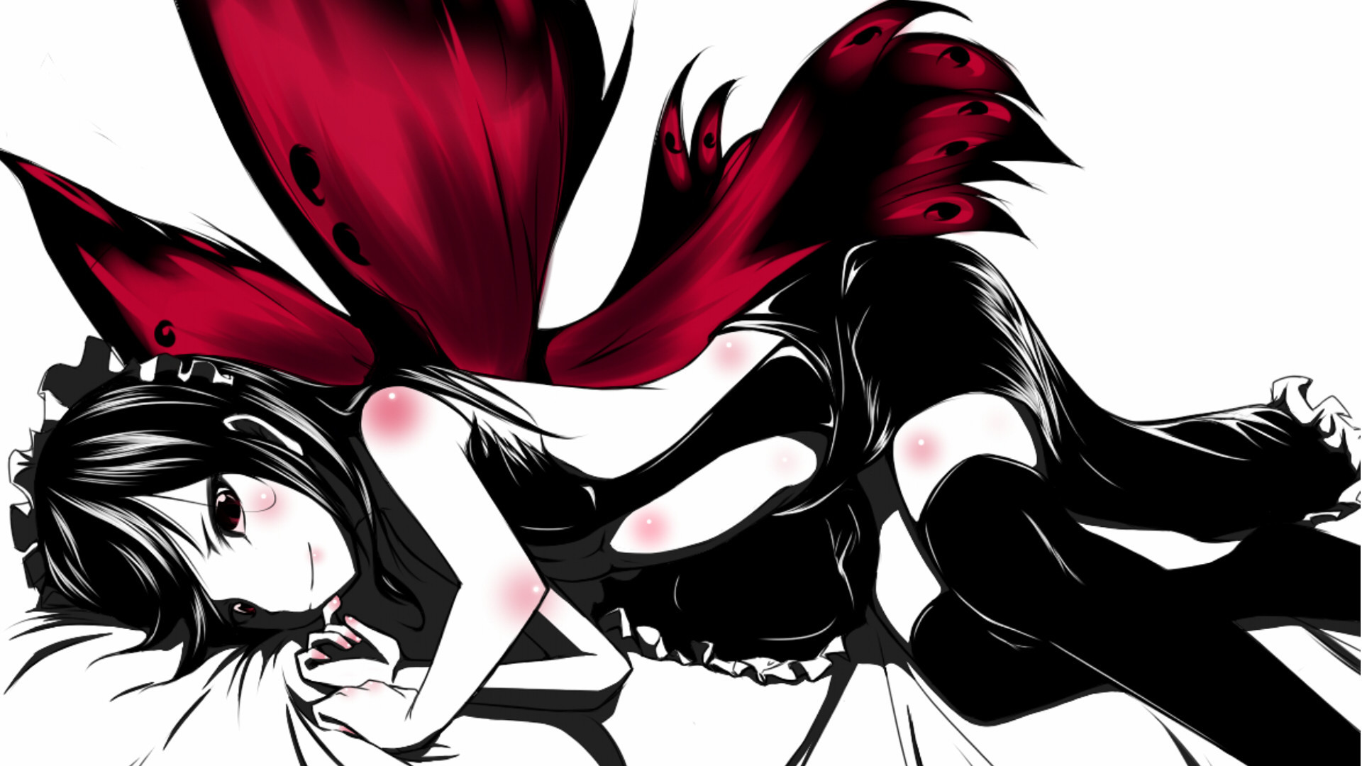 1920x1080 Anime Girl Black and Red Wallpaper