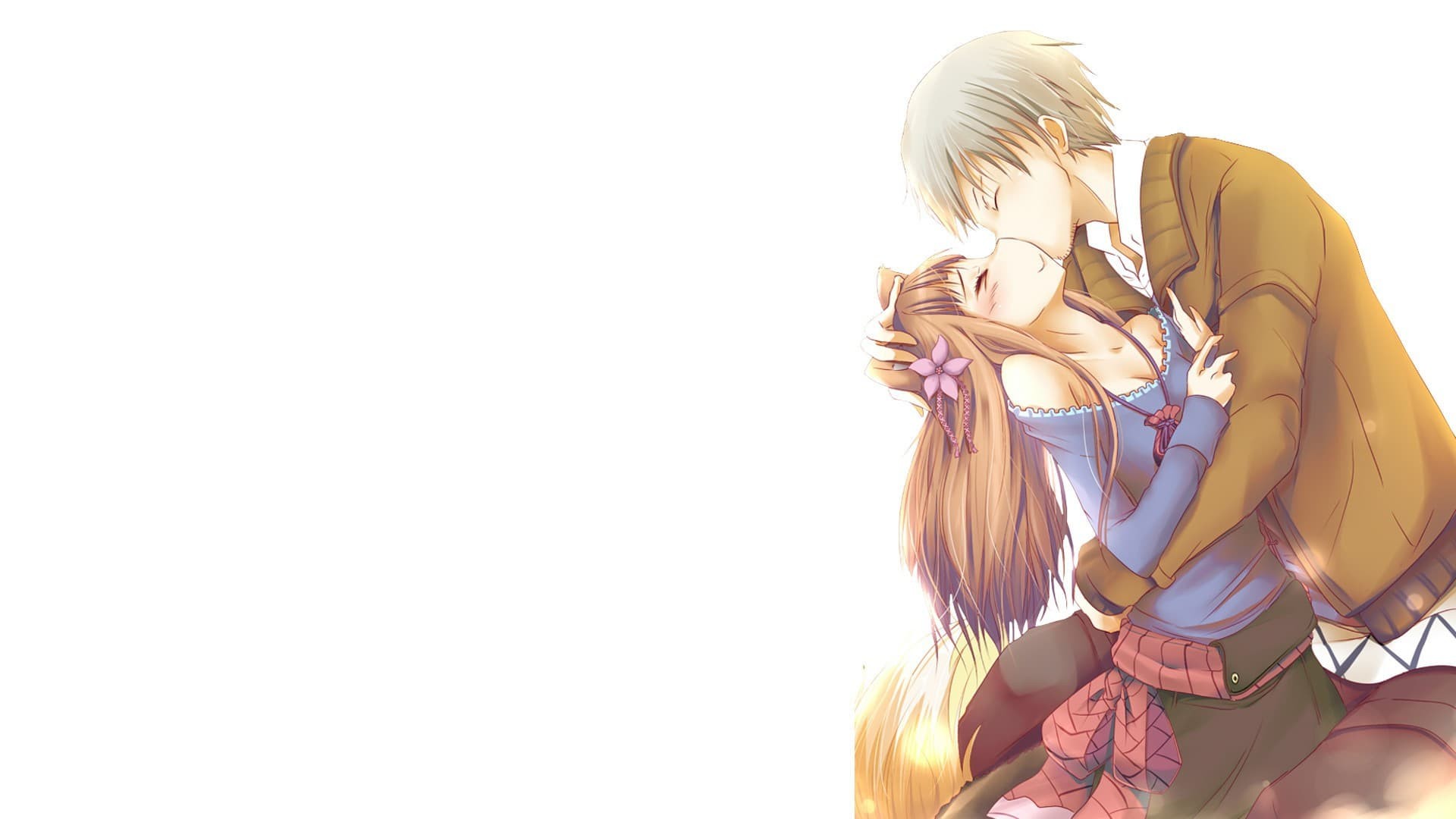 1920x1080 Spice And Wolf - Kraft Lawrence With Holo kissing