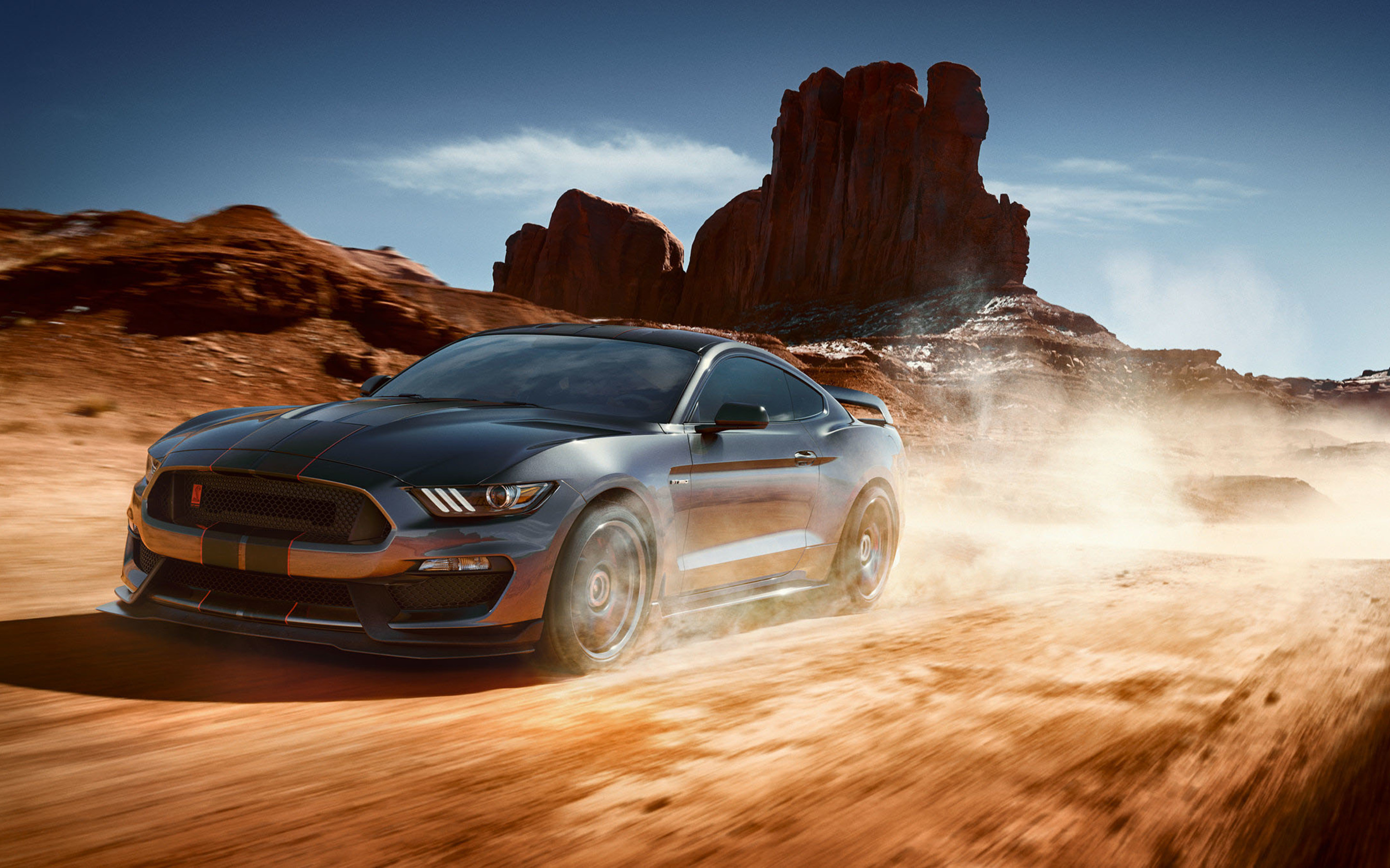 2880x1800 4k, Ford Mustang Shelby GT350, dust, muscle cars, 2018 cars, Shelby