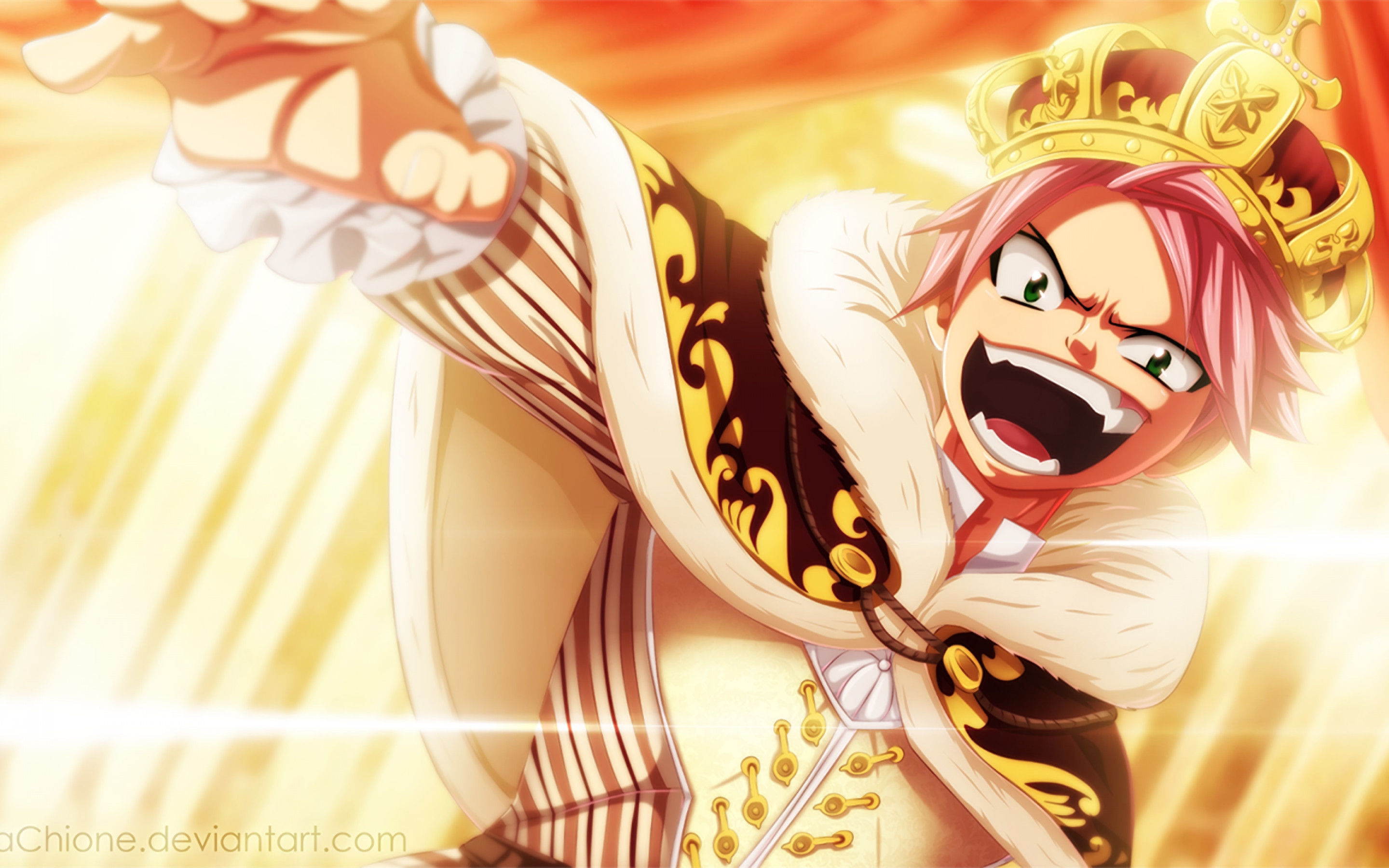 2880x1800 Natsu Dragneel, Yelling, Crown, Cape, Fairy Tail