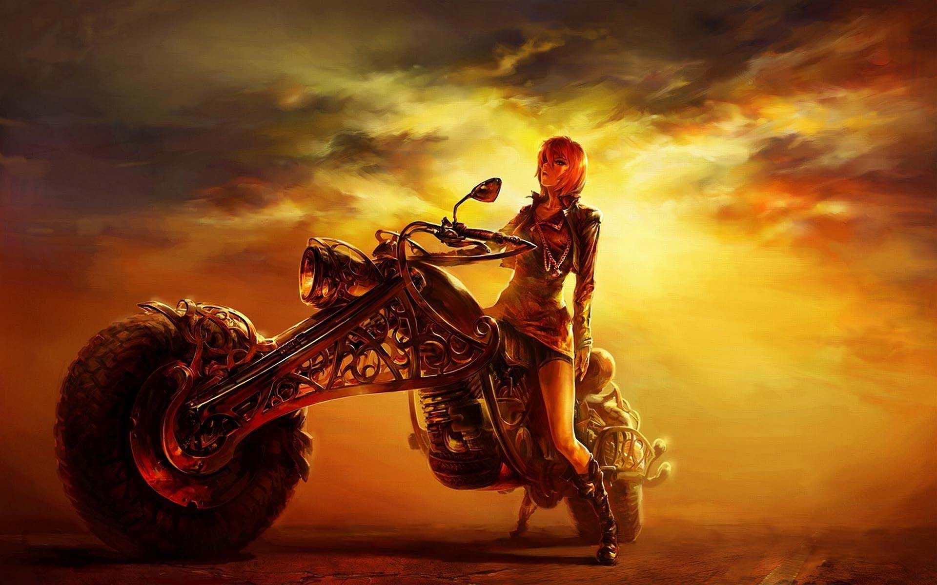 1920x1200 Girl on the Motorcycle Fantasy Art | HD 3D and Abstract Wallpaper Free  Download ...