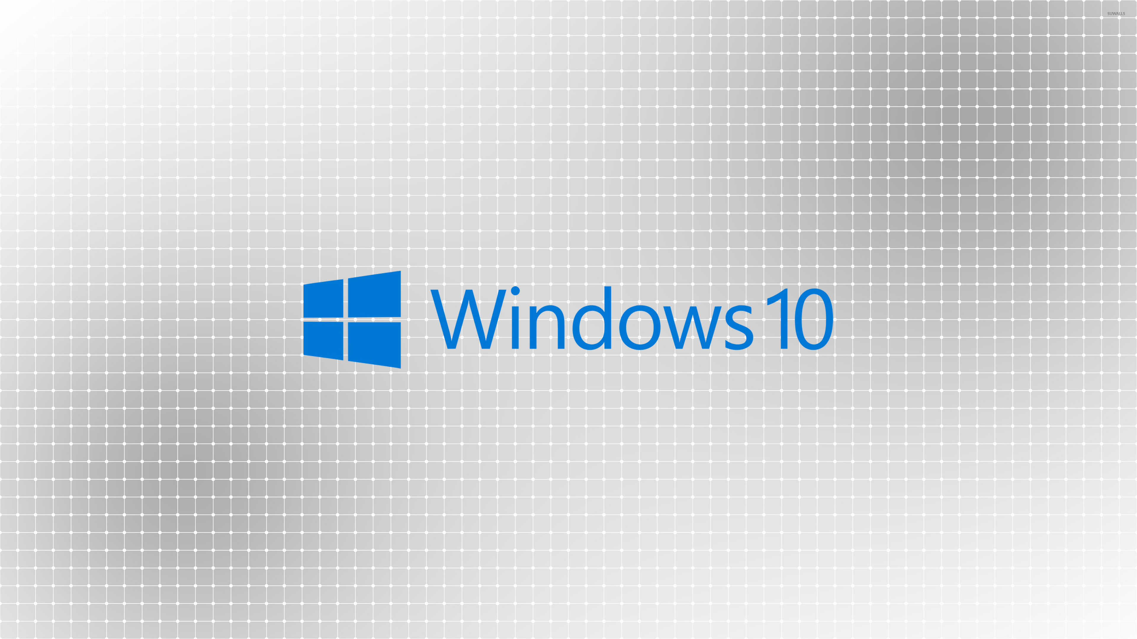 3840x2160 Windows 10 blue text logo on a light grid wallpaper
