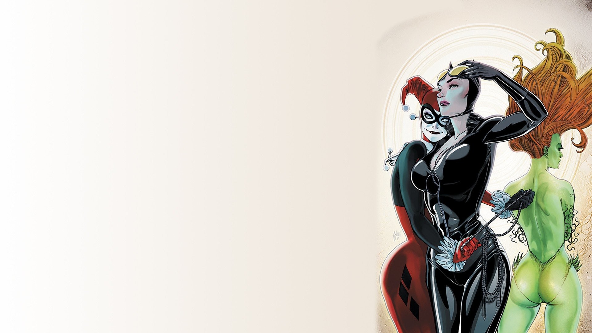 1920x1080 Comics Harley Quinn Catwoman Poison Ivy