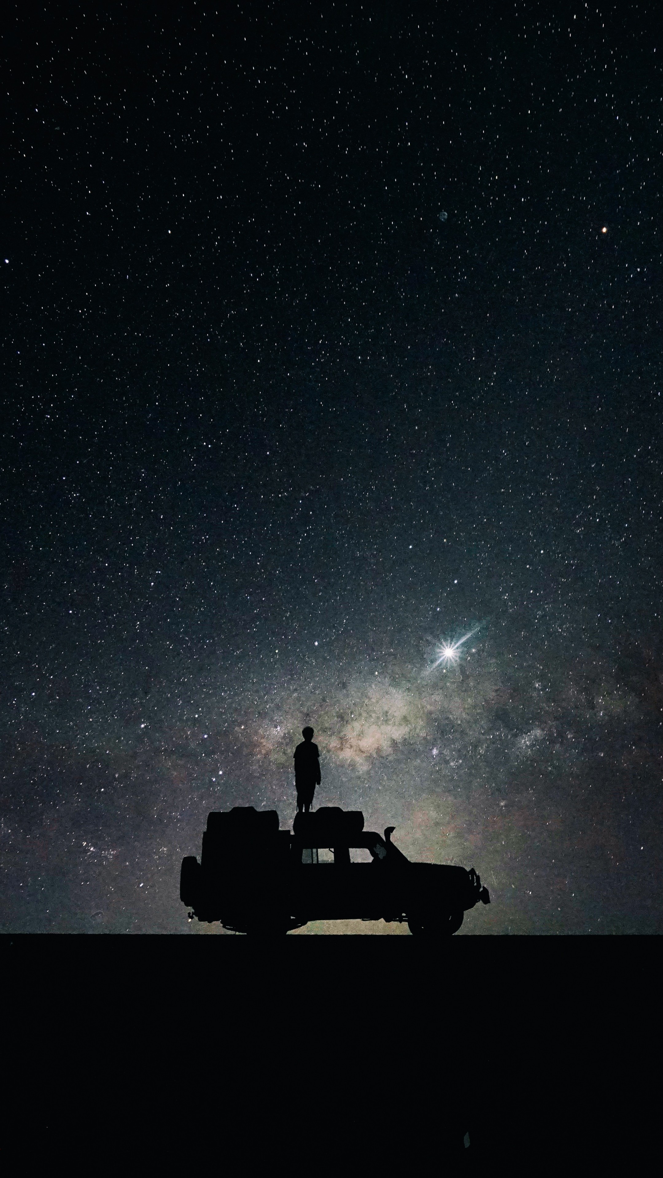 2160x3840 Preview wallpaper stars, sky, space, car 