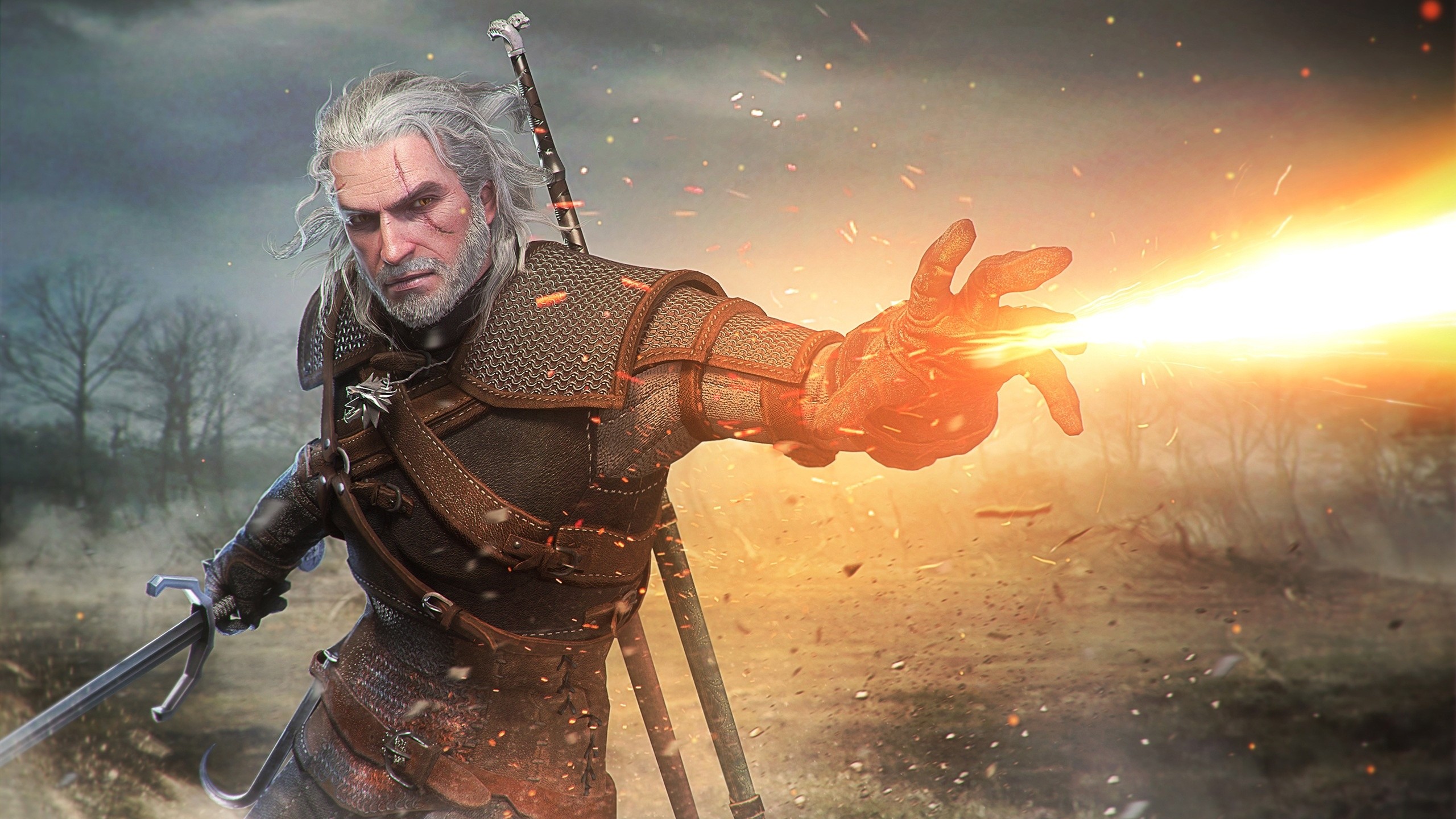 2560x1440 Geralt Of Rivia The Witcher 3 Game Art