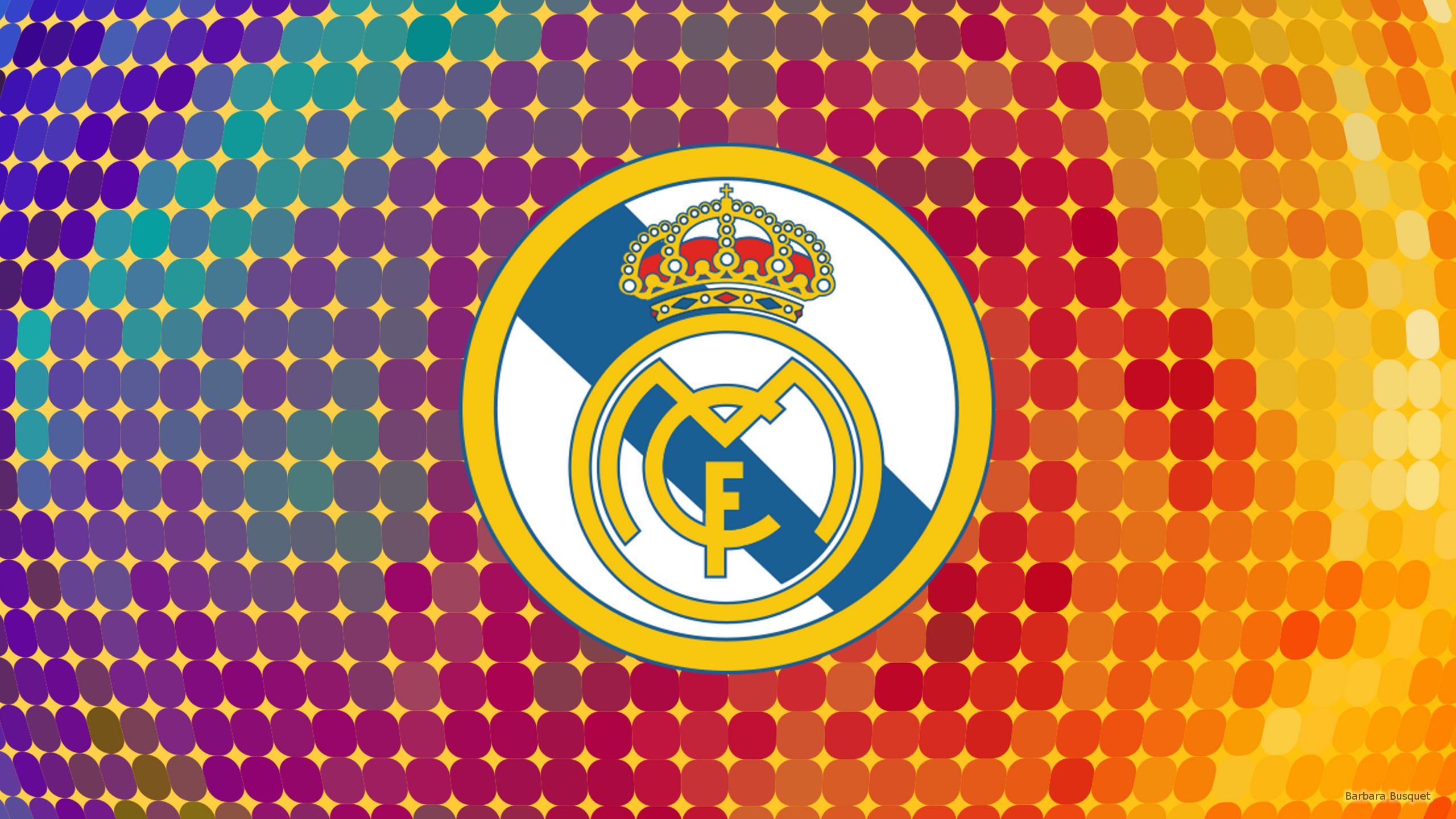 2560x1440 Colorful Real Madrid logo wallpaper