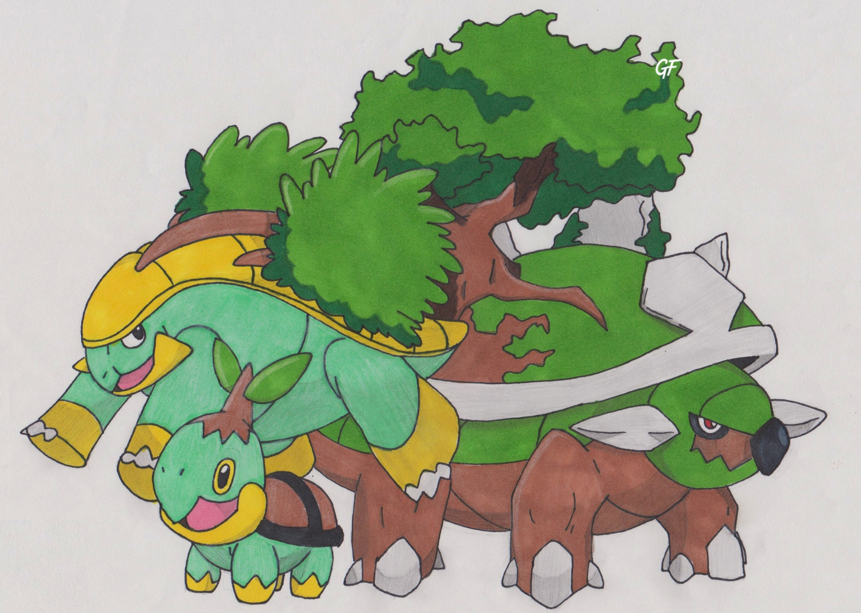 2867x2041 ... Grotle and Torterra by GeneralFluffles