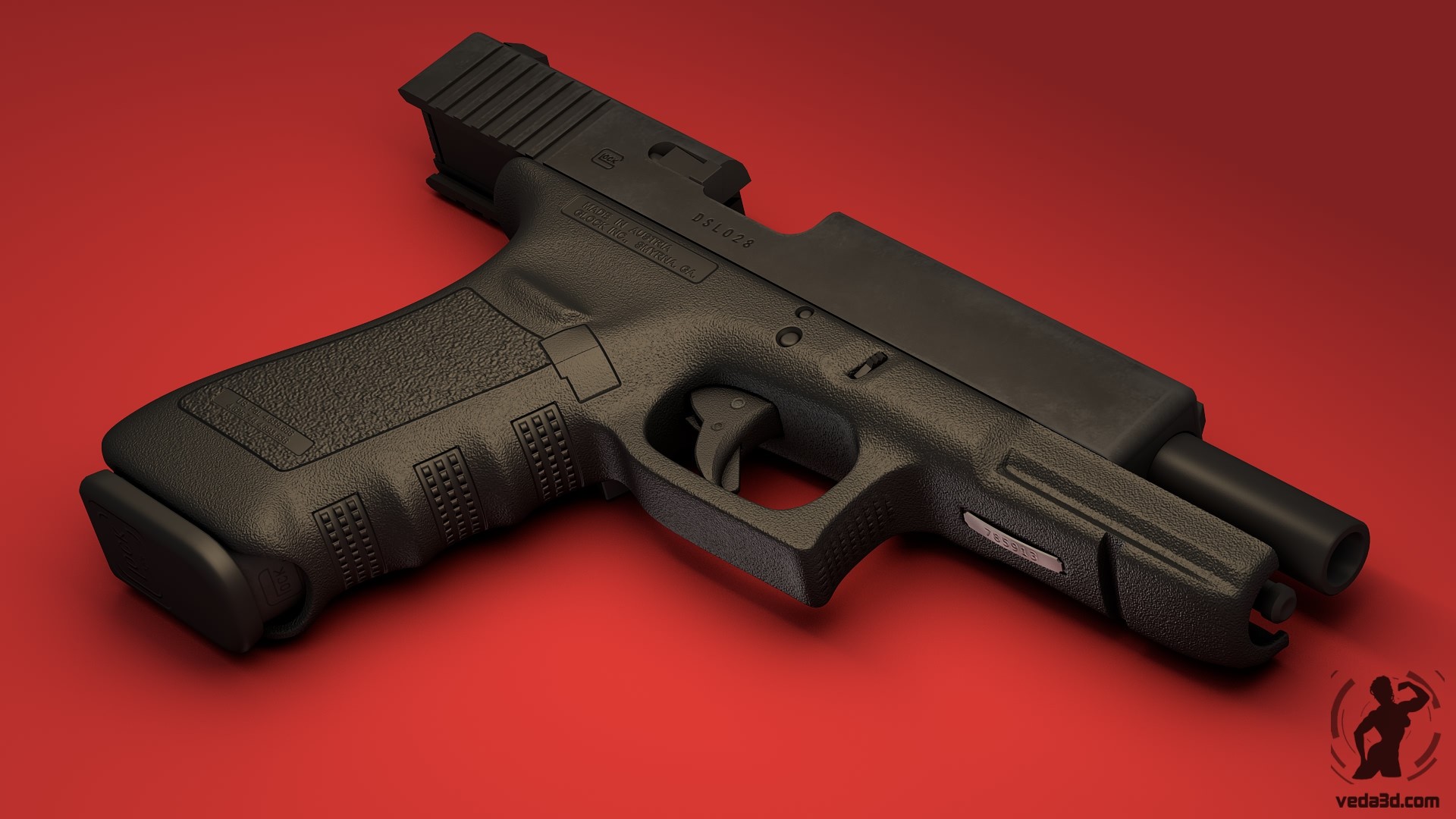 1920x1080 3d model of Glock 17 pistol 02