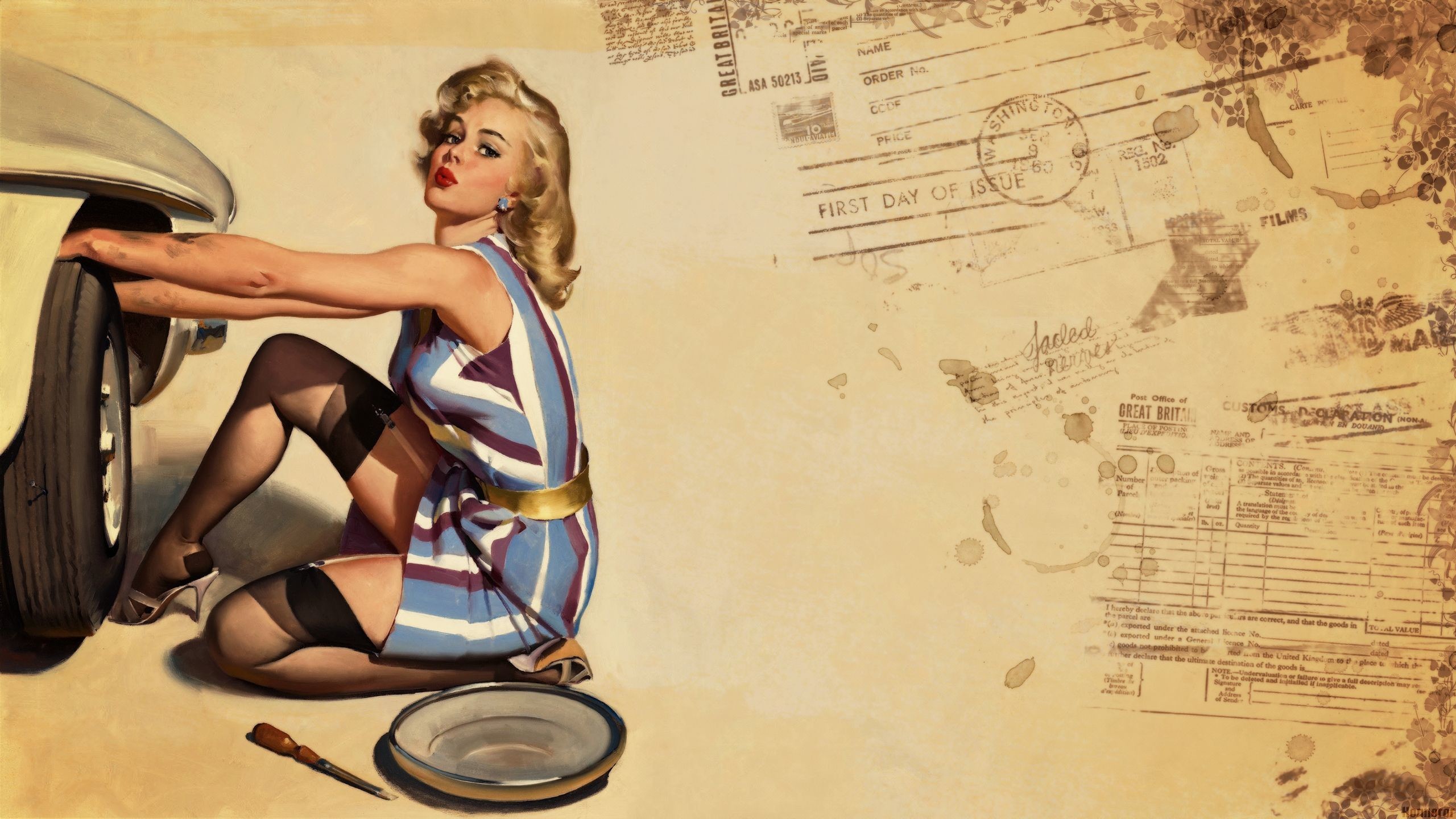 2560x1440  Pin-up Wallpaper, Style, Retro, Girls, Honnoror | Wallpapers