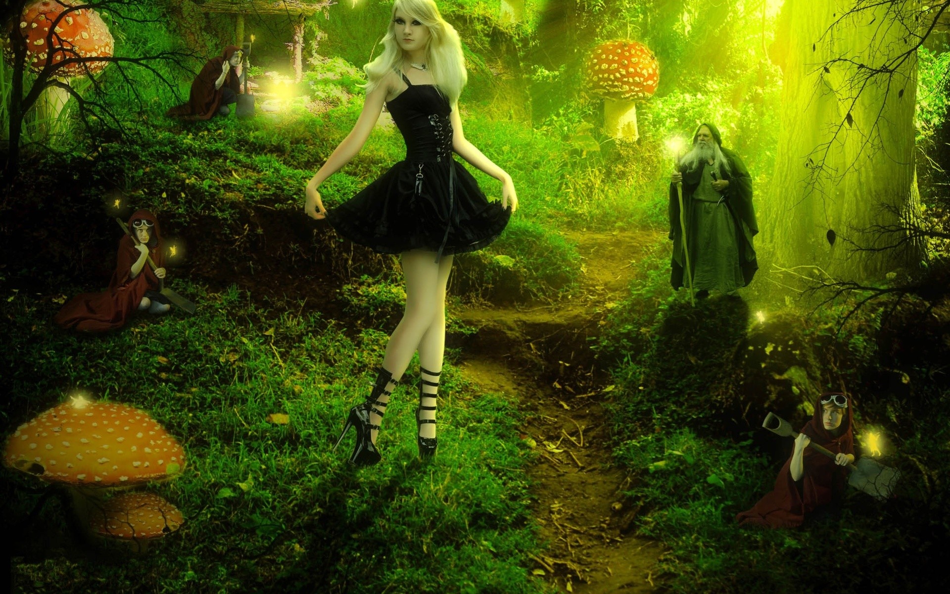 1920x1200 Barbie fairy forest fantasy trees magical wizard mushroom women girl .