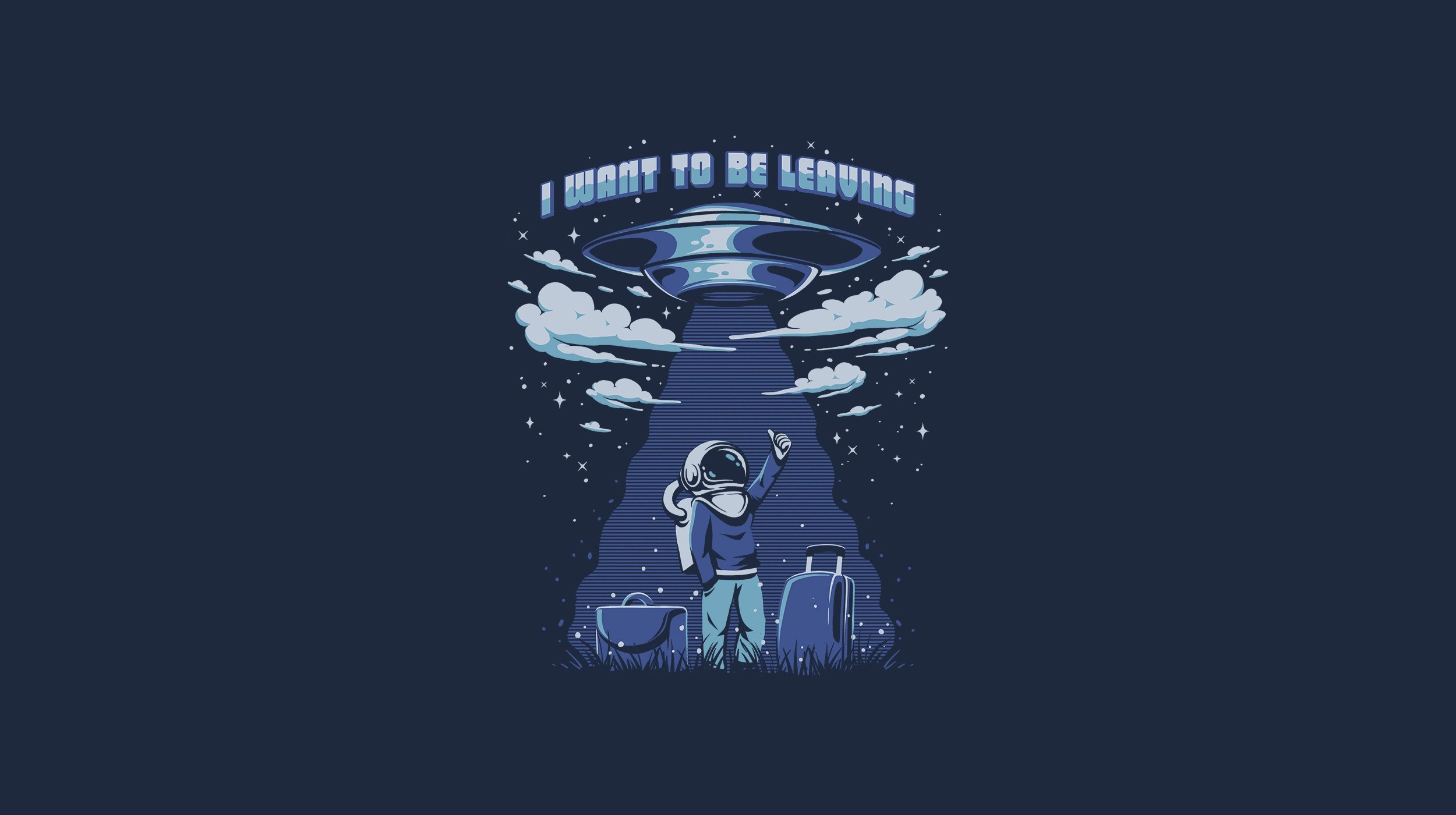 2500x1400 General  The Hitchhiker's Guide to the Galaxy text UFO astronaut  suitcase luggage humor space travel