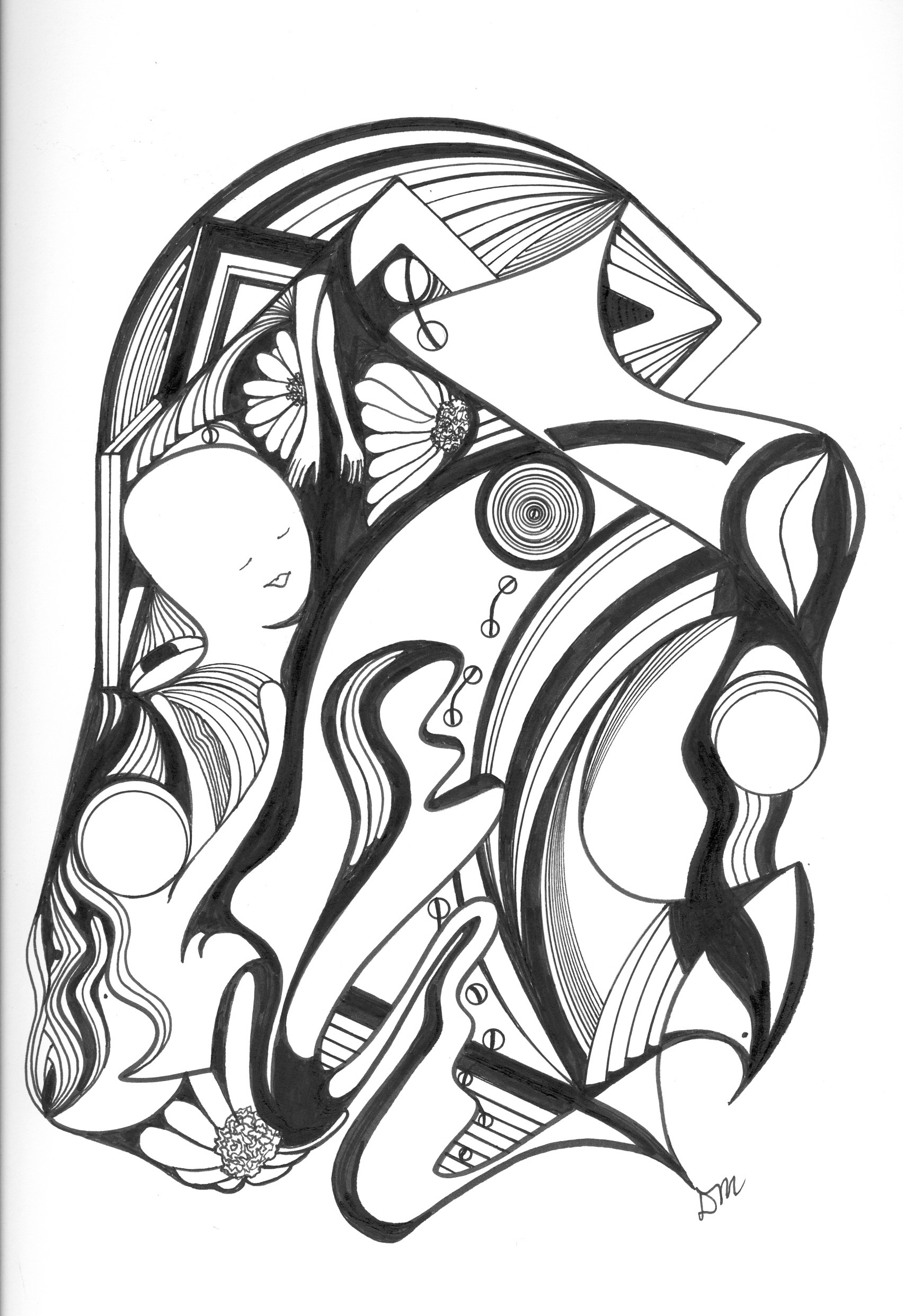 1706x2482 Pen and Ink Abstract Drawing