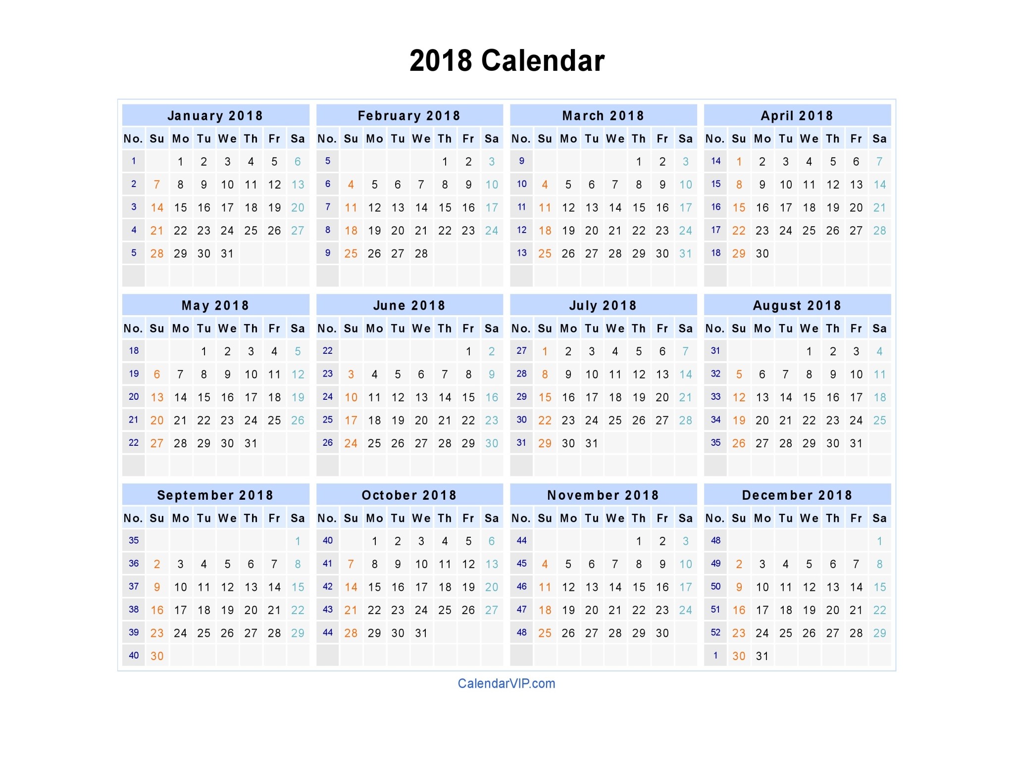 2048x1536 2018 photo Calendar Template