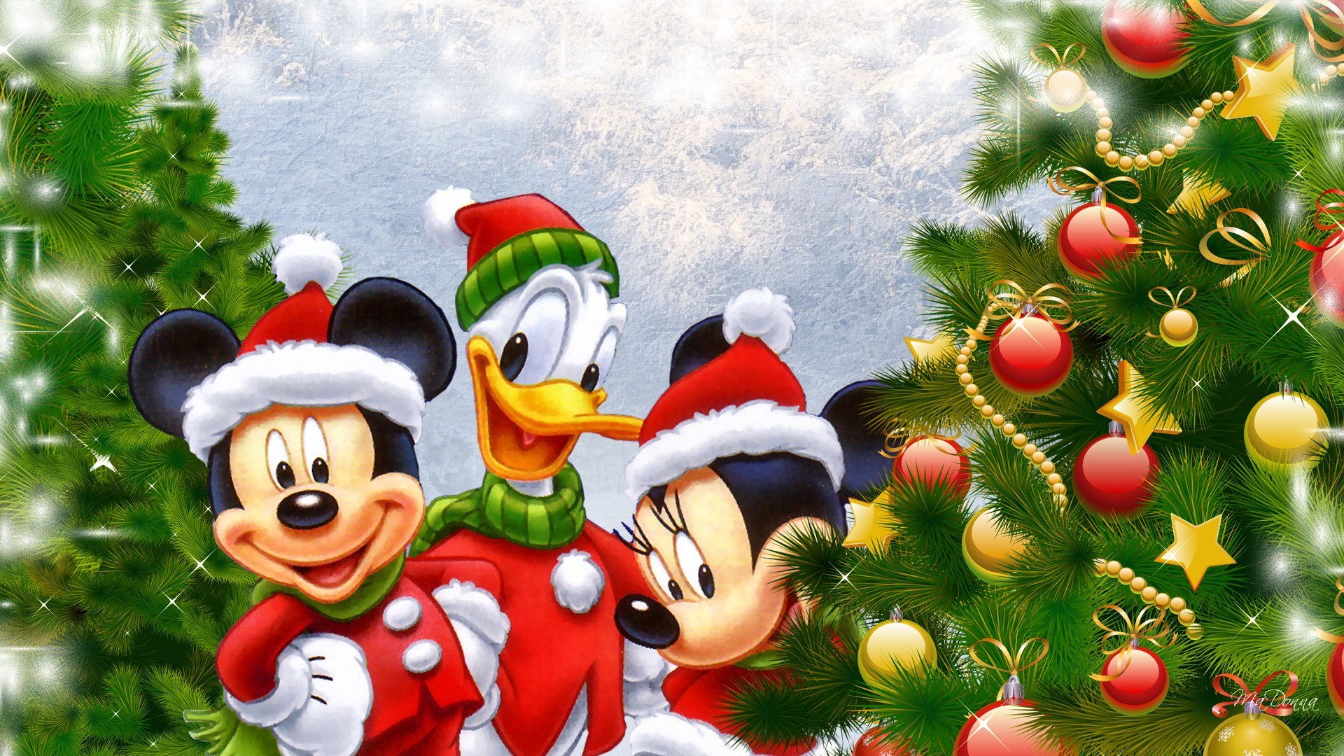 1920x1080 ... disney donald duck mickey and minnie mouse christmas tree desktop ...