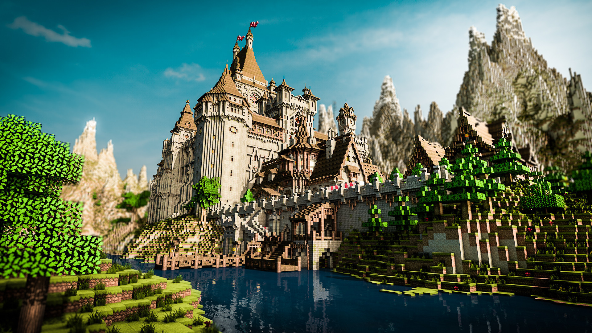 1920x1080 I just finished my first ever minecraft Render/Wallpaper. What do you think?