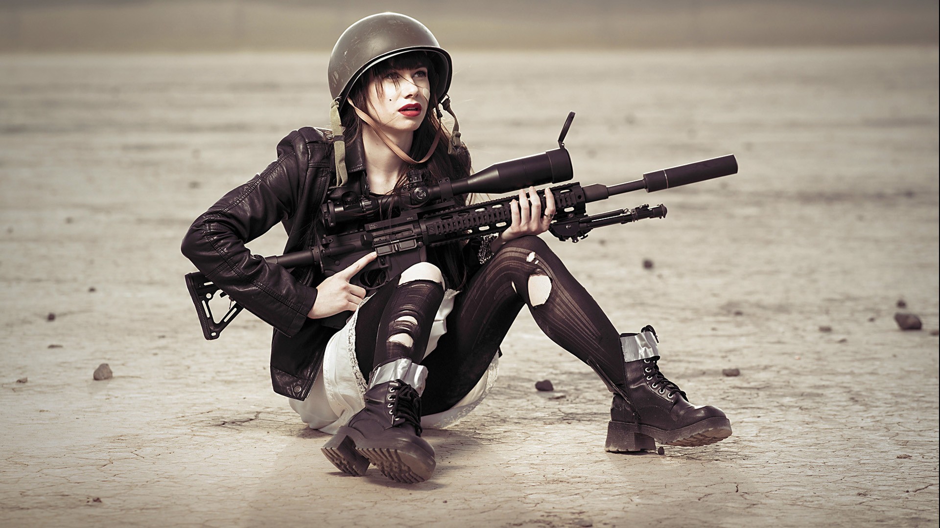 1920x1080 girl with gun
