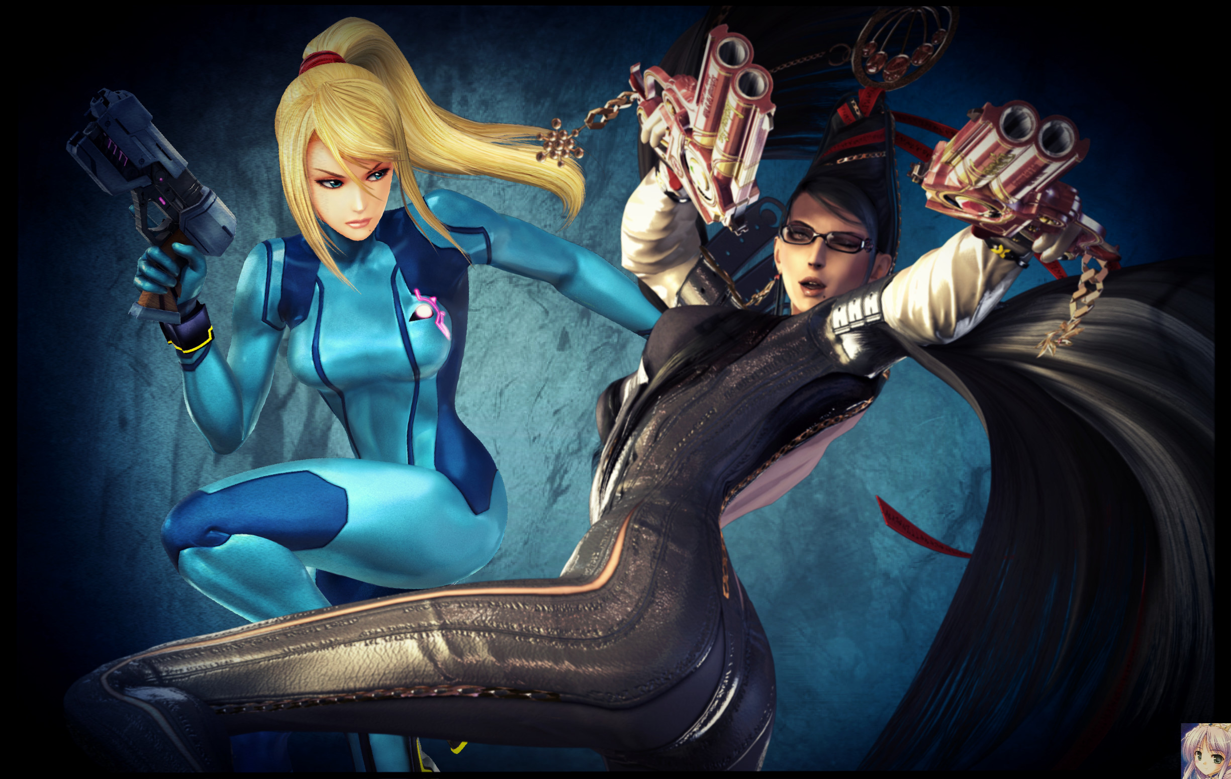 Samus Aran/Zero Suit and Bayonetta by FireFox4X.