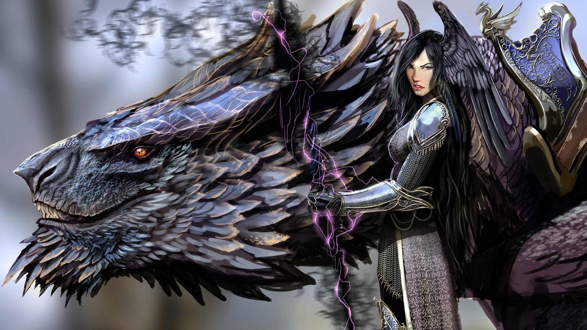 1920x1080 Amazing Dark Angel And Black Dragon Anime HD Wallpaper Picture Image