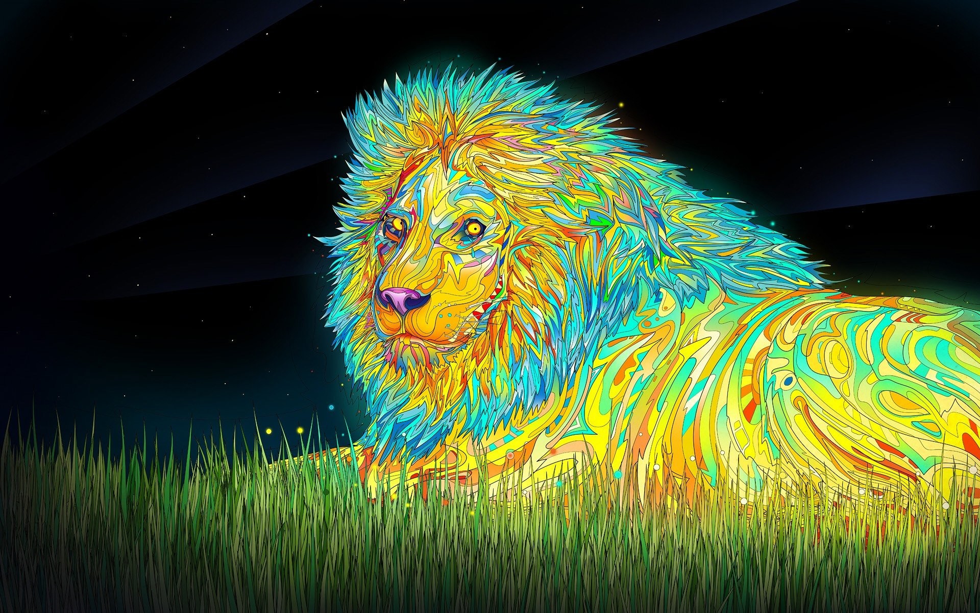 1920x1200 wallpaper.wiki-Psychedelic-lions-colorful-digital-art-PIC-