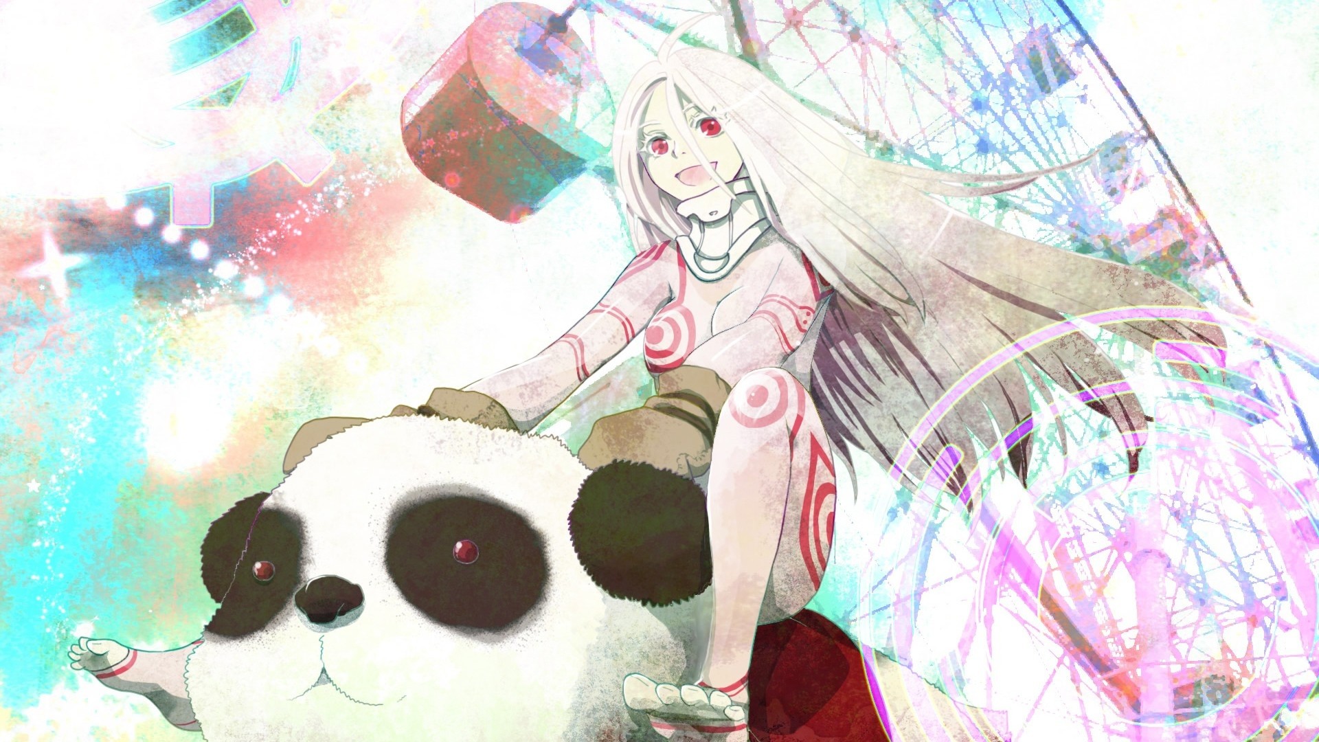 1920x1080  Wallpaper anime, girl, panda, skate
