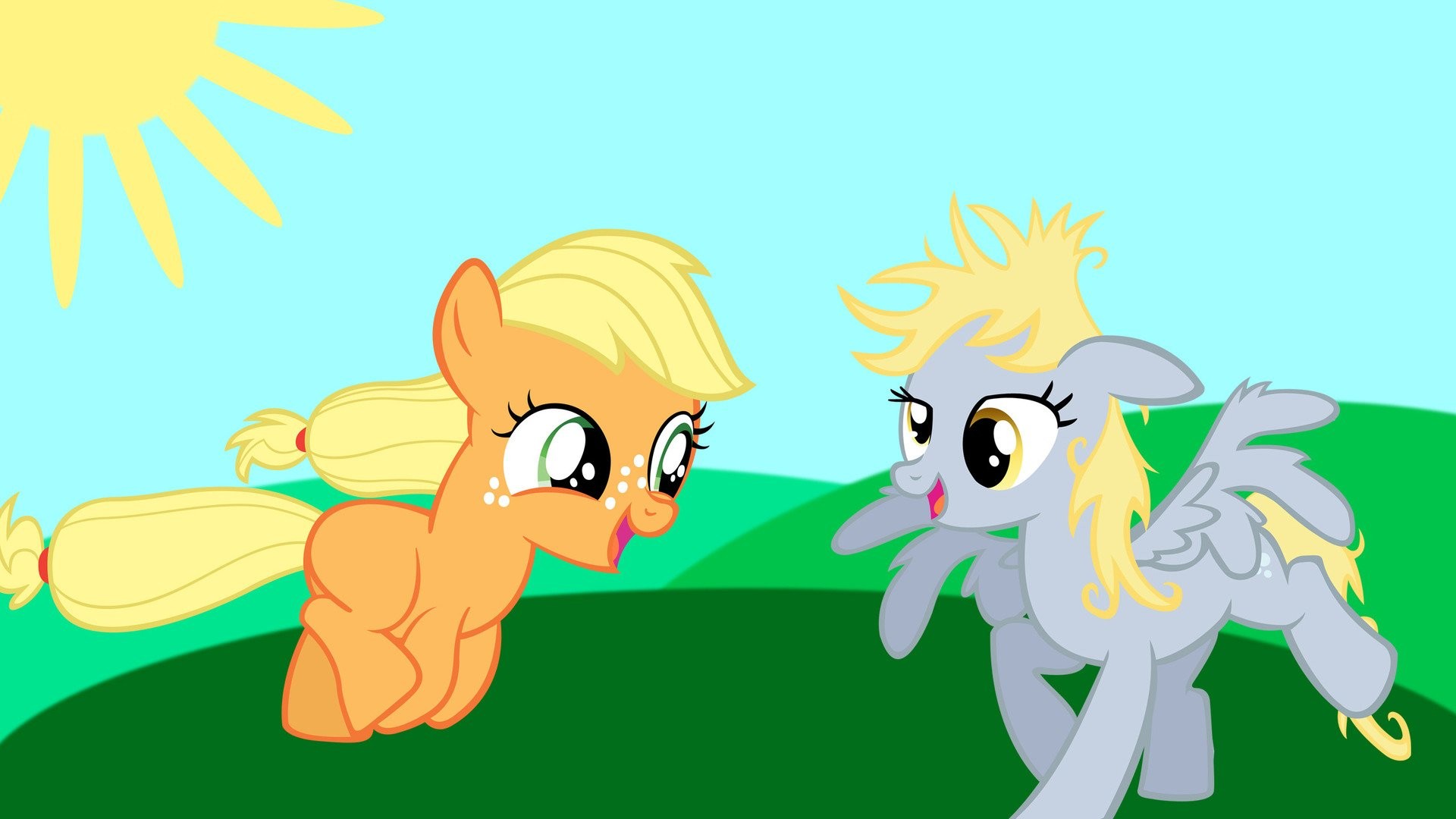1920x1080 Young Applejack And Derpy Hooves 372817 ...