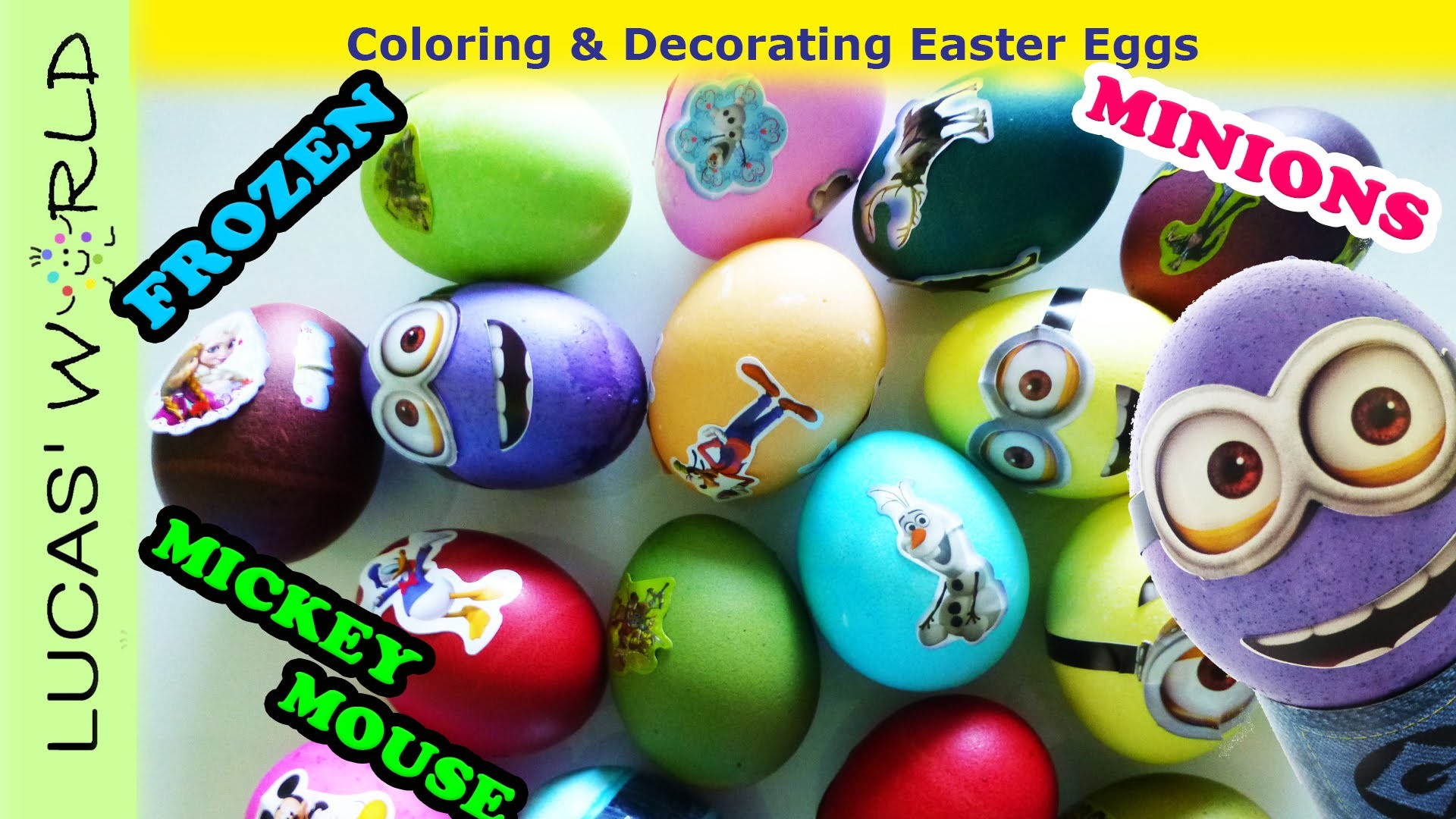 1920x1080 Kids DIY - Coloring Easter Eggs with MINIONS Disney FROZEN Mickey Mouse  Ninja Turtles Stickers - YouTube