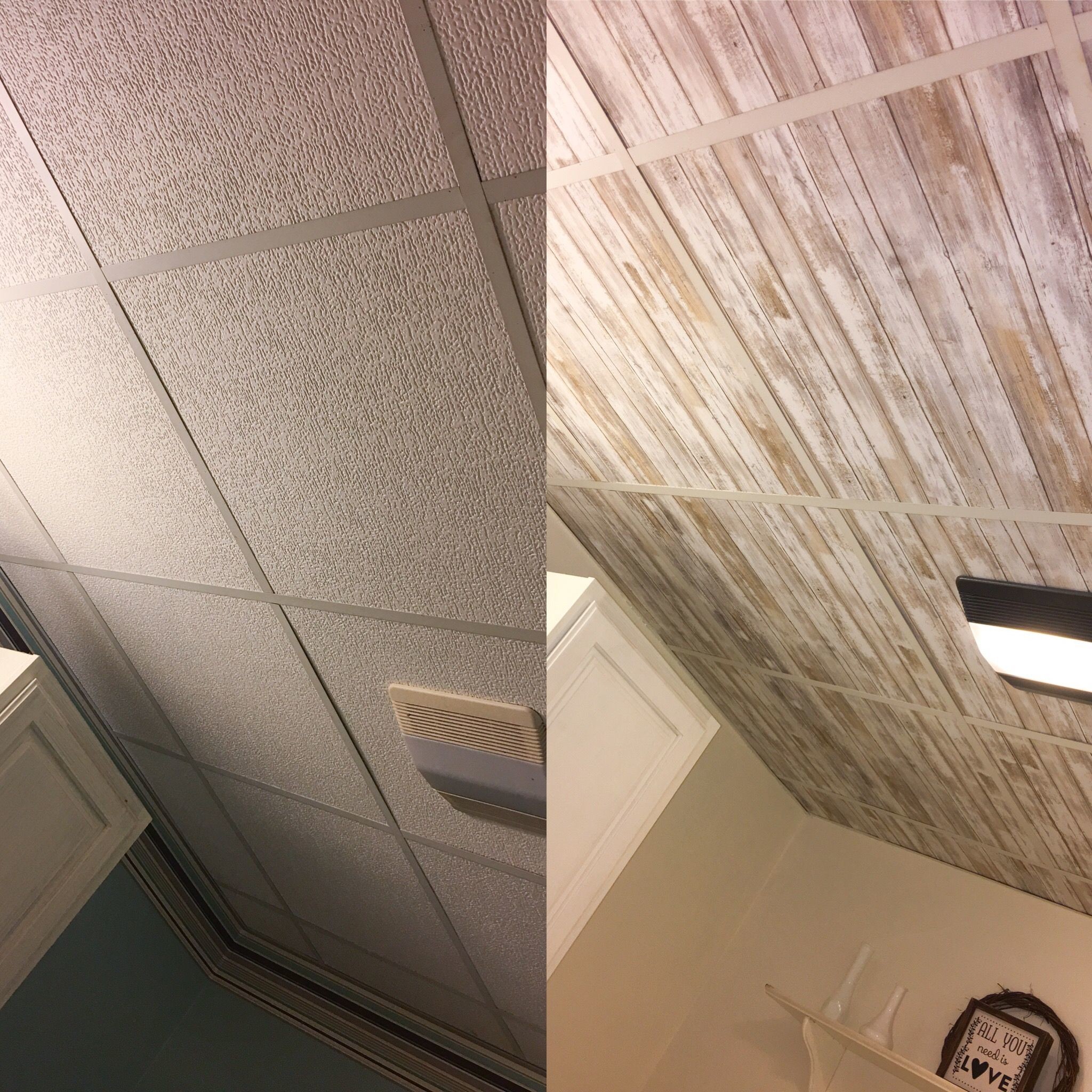 2048x2048 Update drop ceilings with peel and stick wallpaper.