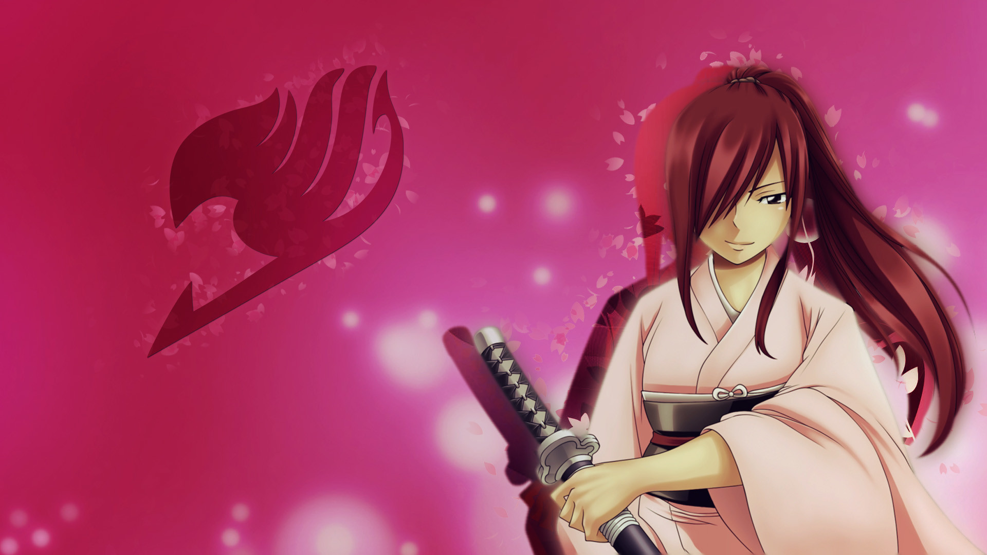 1920x1080  Wallpaper erza scarlet, fairy tail, mage, sword, art, anime