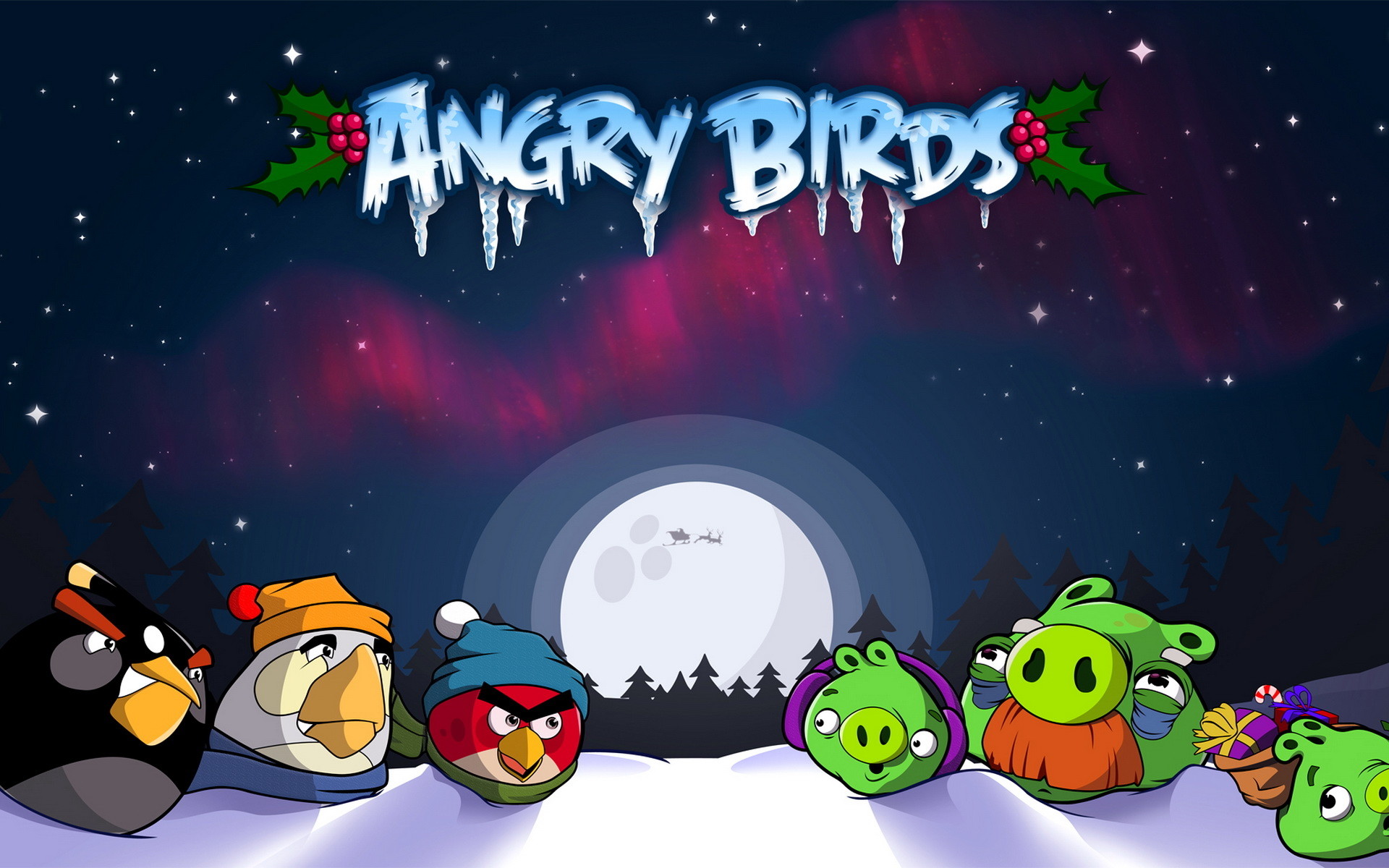 1920x1200 Angry Birds Christmas