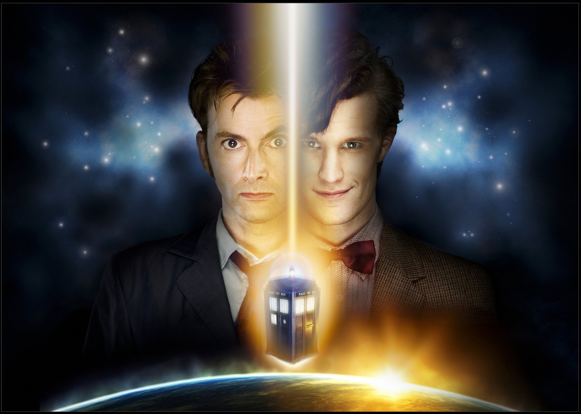 1920x1367 doctor who doctor who david tennant david tennant matt smith matt smith  space star police box