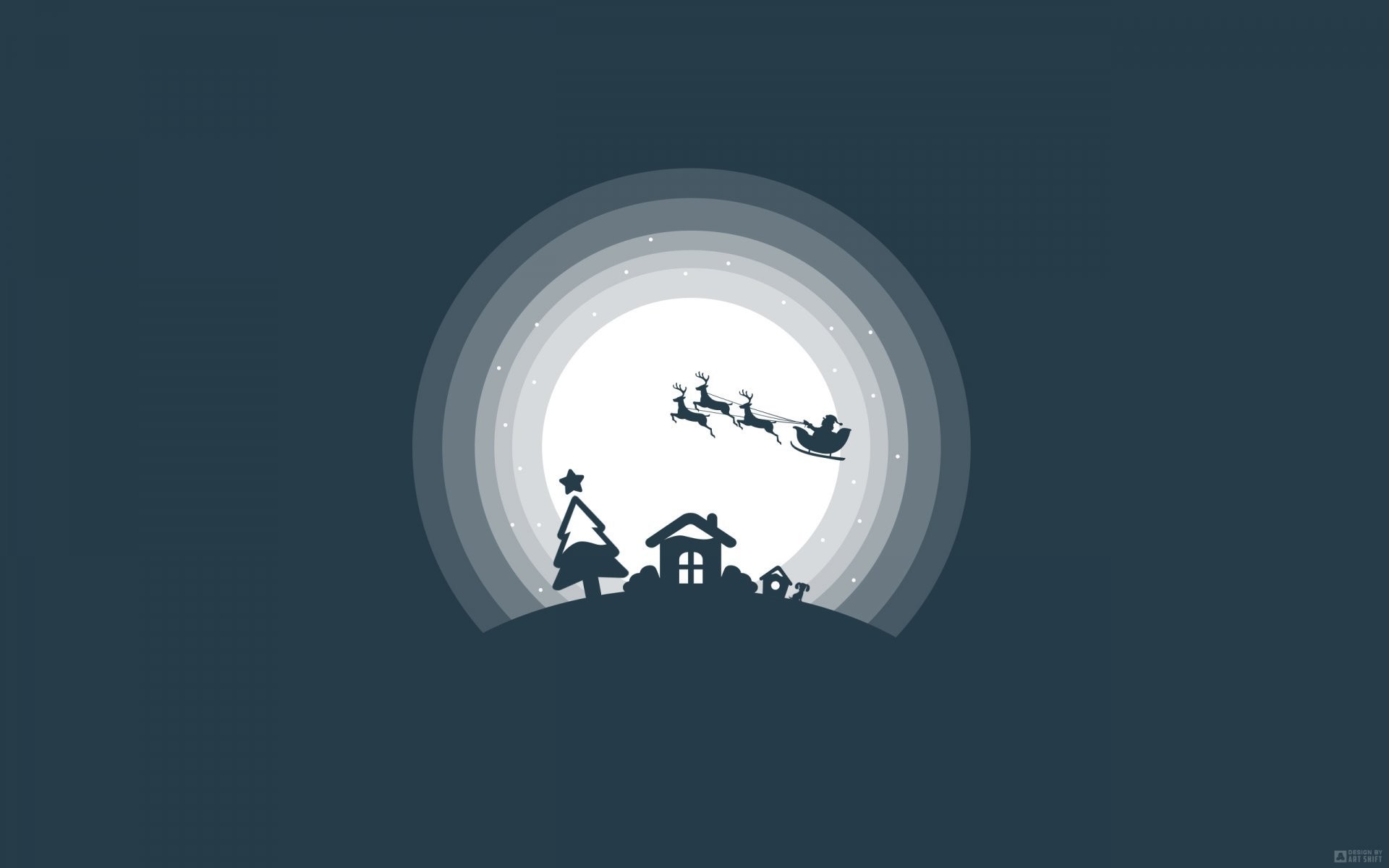 1920x1200 new year night moon light star silhouette flight father christmas santa  santa claus reindeer sledge snow