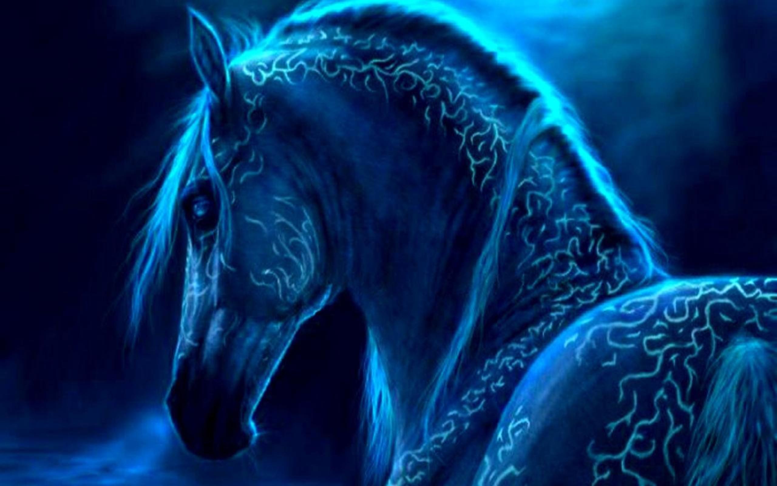 2560x1600 Blue fire horse wallpaper - photo#3
