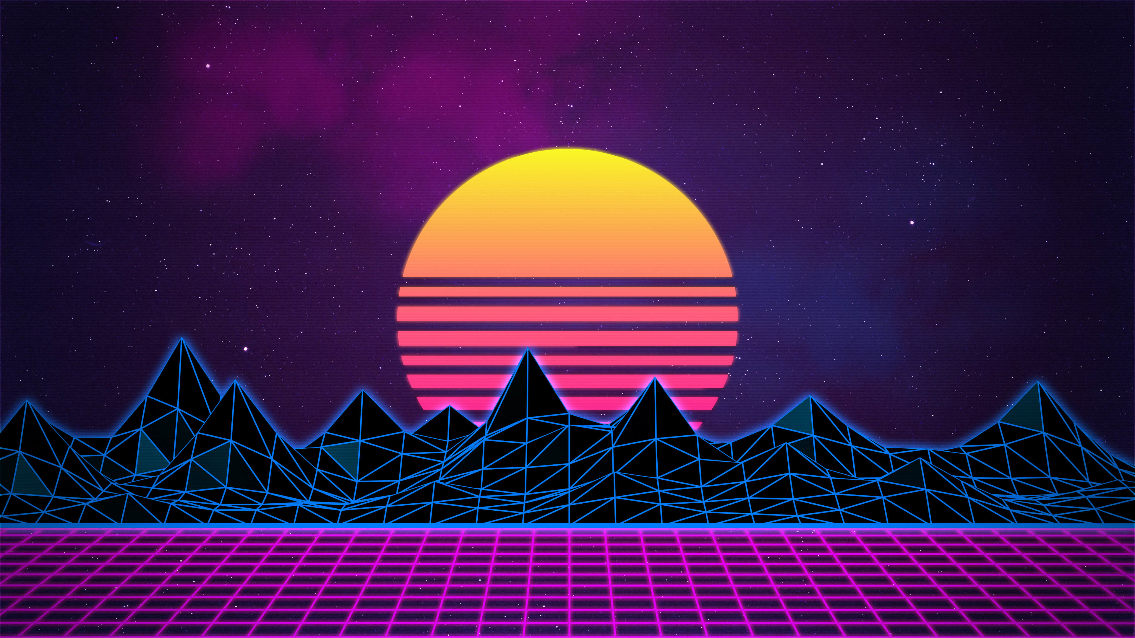 3840x2160 Synthwave - Neon 80s - Background - 4K