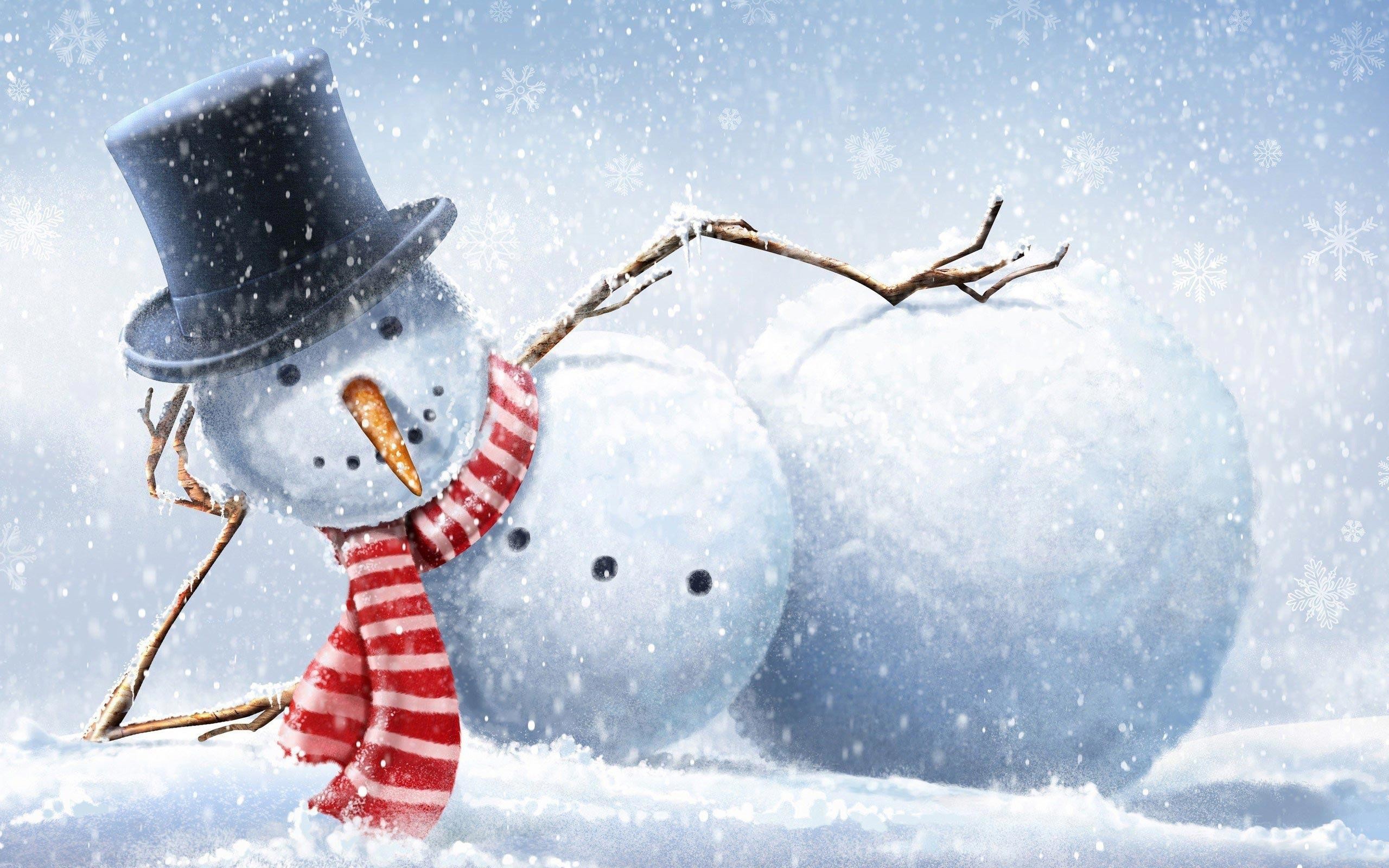 2560x1600 Wallpapers For > Winter Snowman Wallpaper