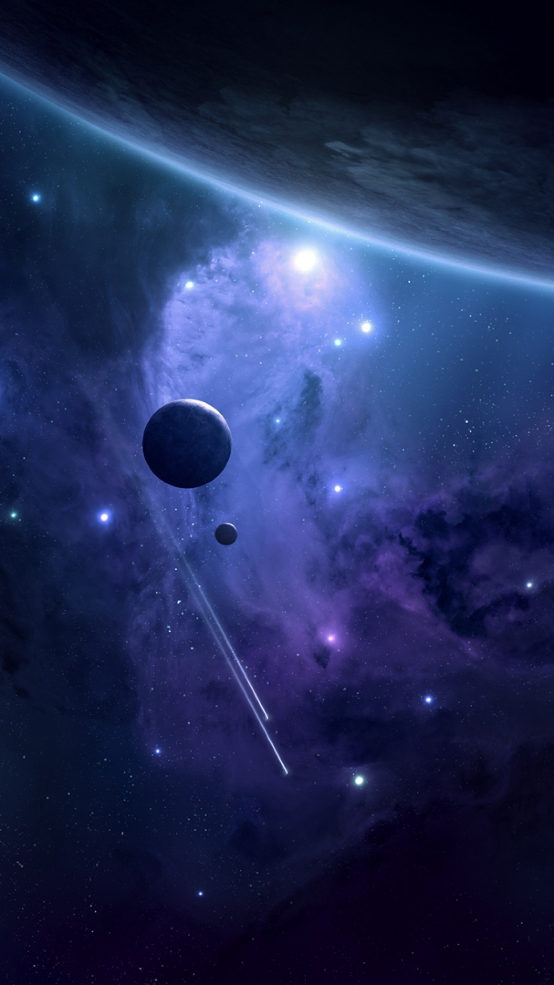 1080x1920 ... Purple nebula and planets Fantasy mobile wallpaper