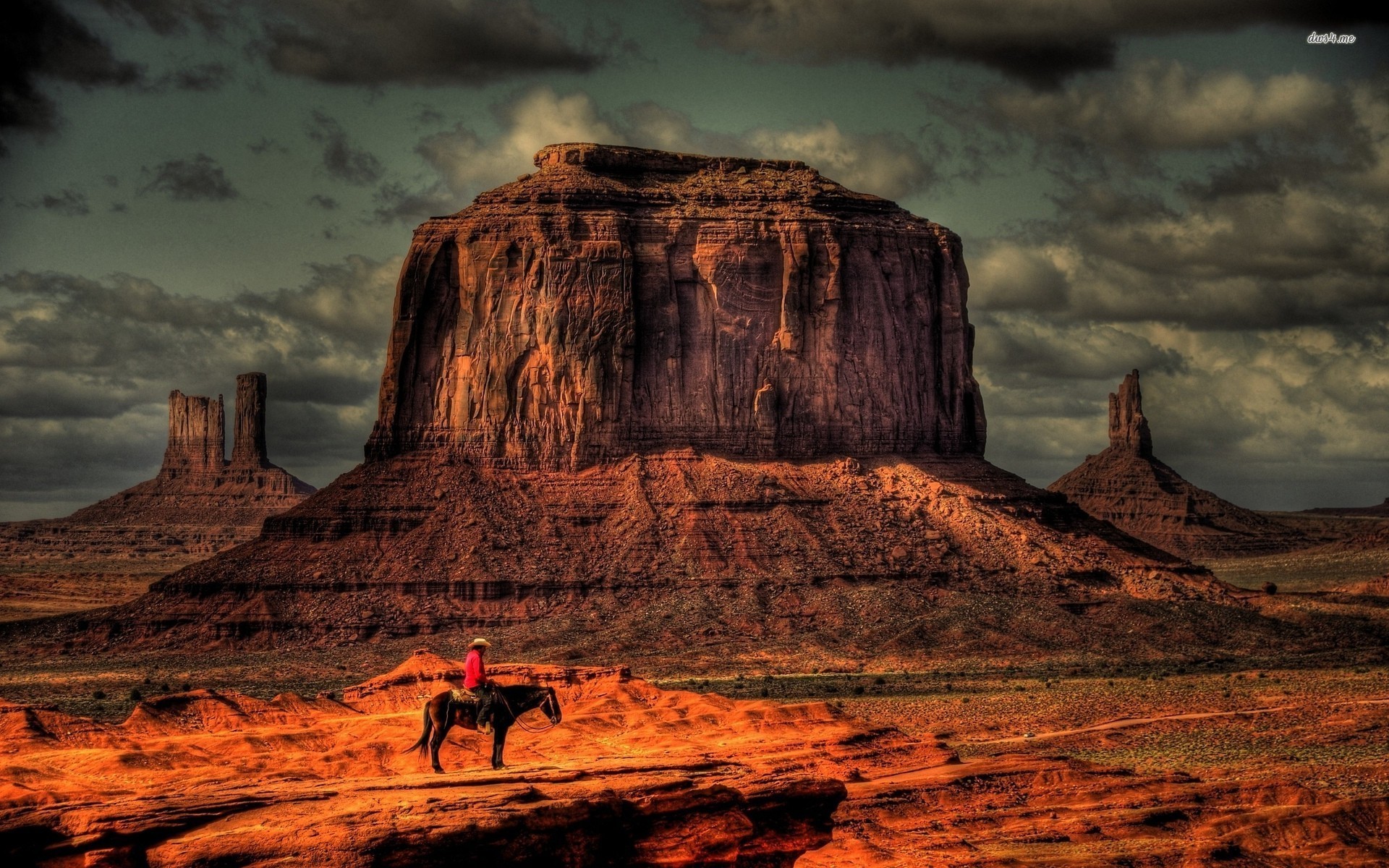 1920x1200 ... Cowboy in Monument Valley wallpaper  ...