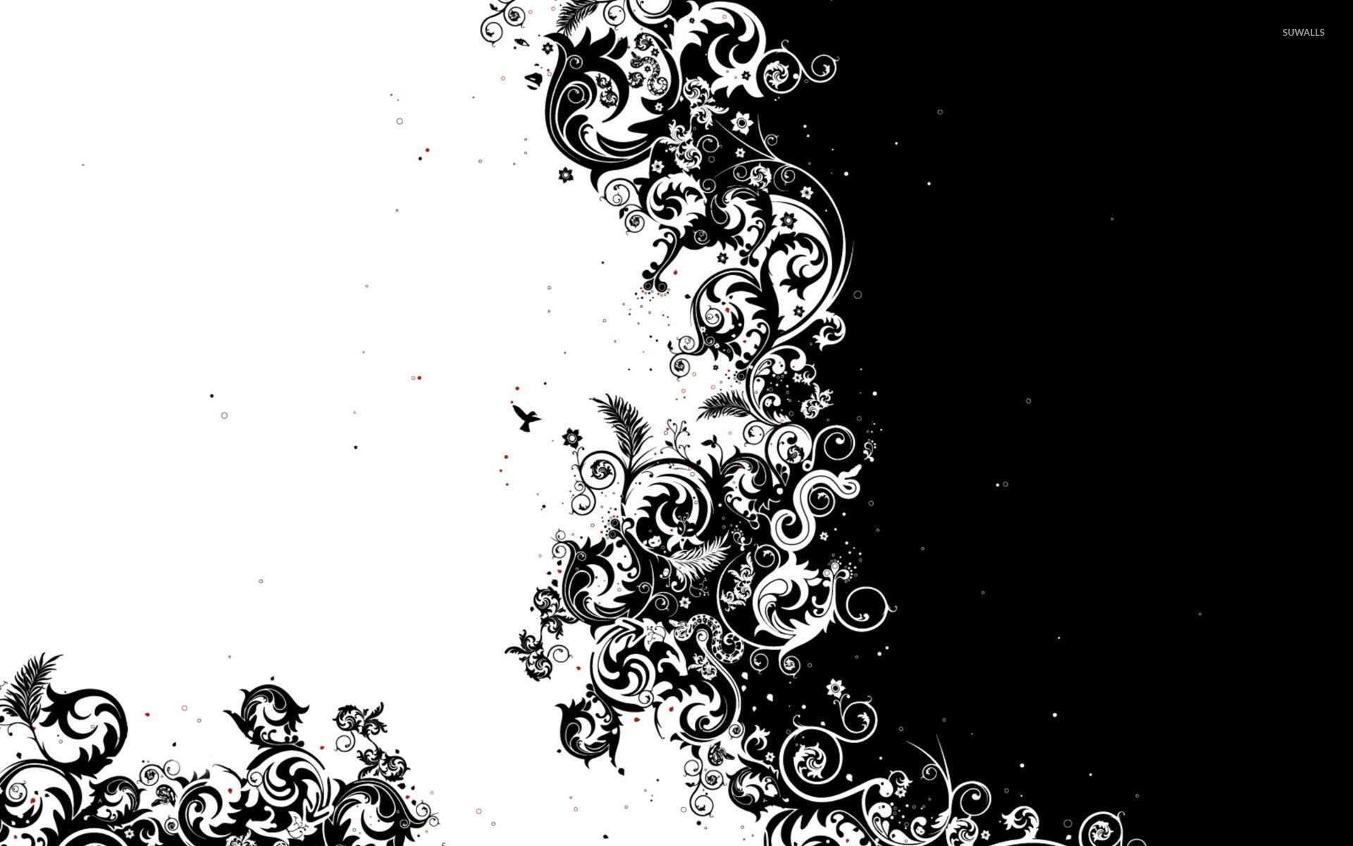 1920x1200 Black and white flowers wallpaper