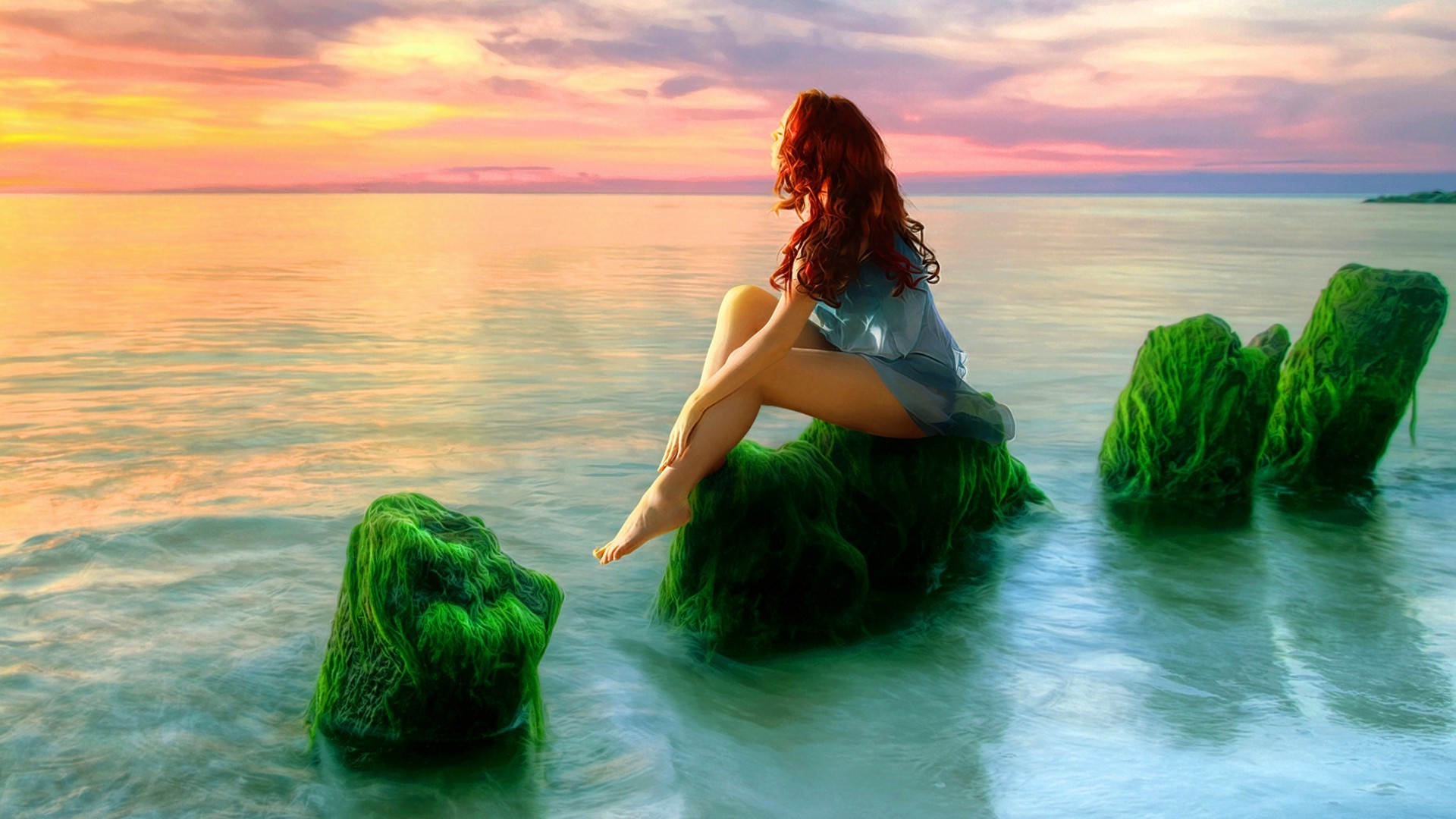 1920x1080 ... dreamer on the mossy stones wallpaper 3197 ...