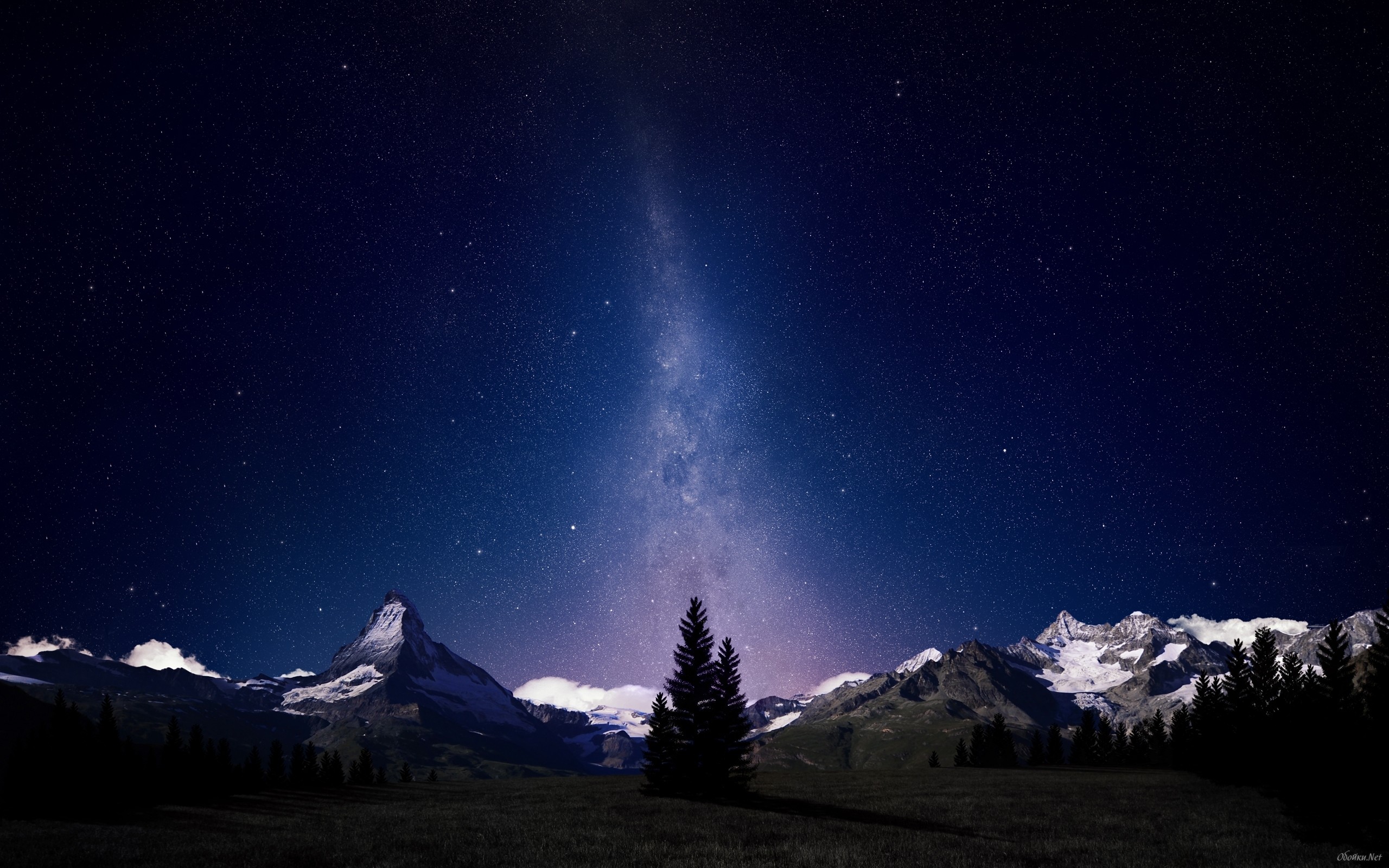 2560x1600 Starry sky in the Alps HD Desktop Wallpaper