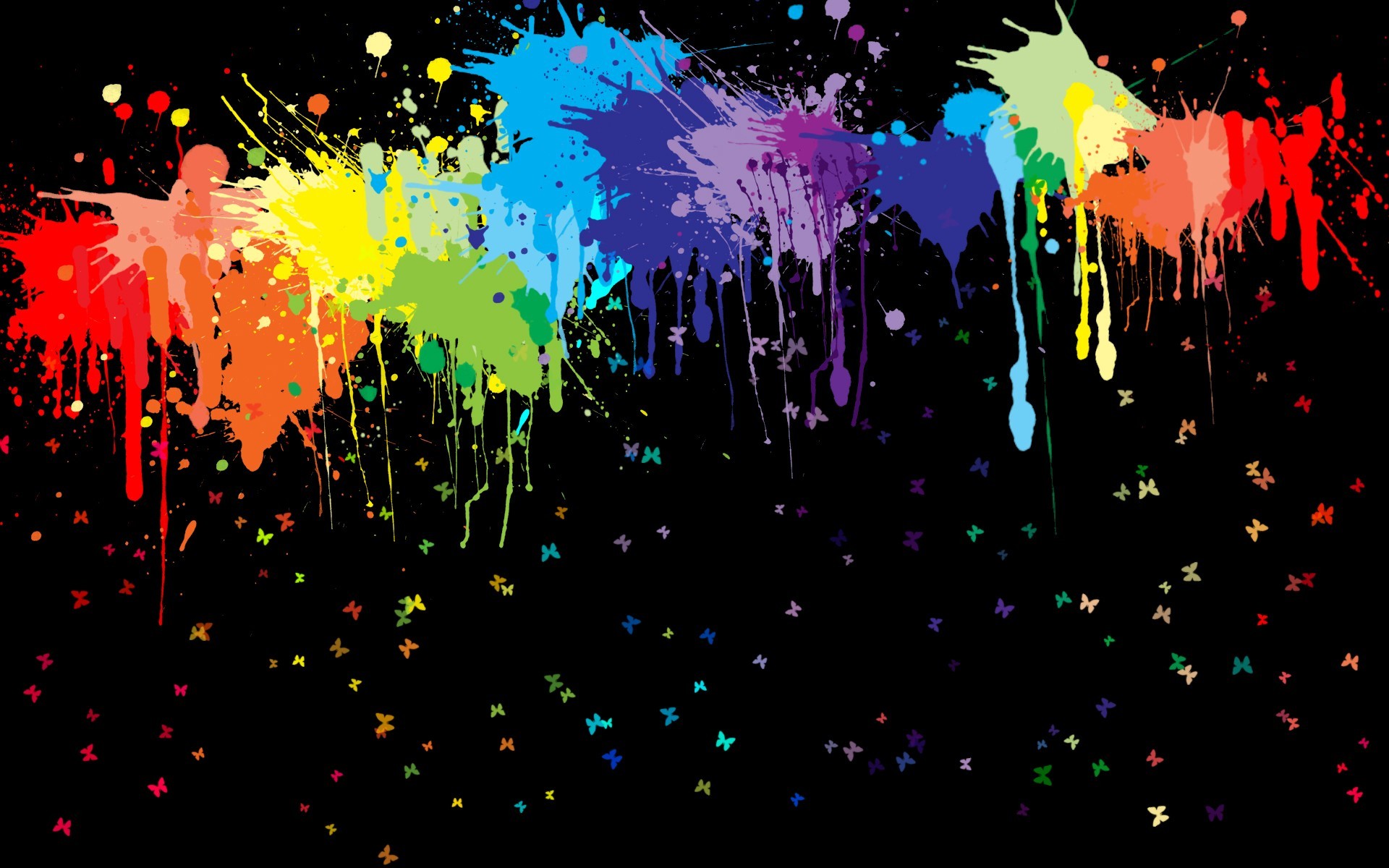 1920x1200 artwork, Paint splatter, Butterfly, Colorful, Black background Wallpapers  HD / Desktop and Mobile Backgrounds