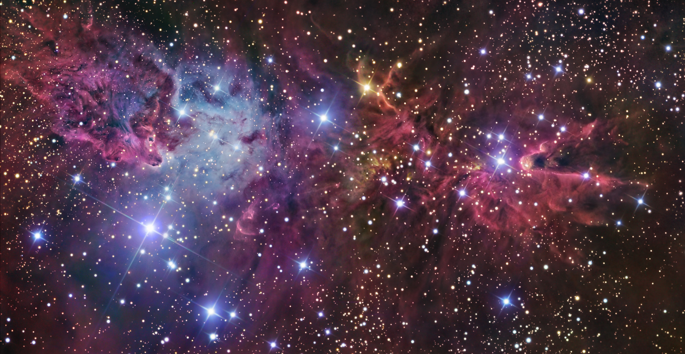 2383x1232 Ngc 1555 Nebula Background Computer HD Desktop Wallpaper, Background Image