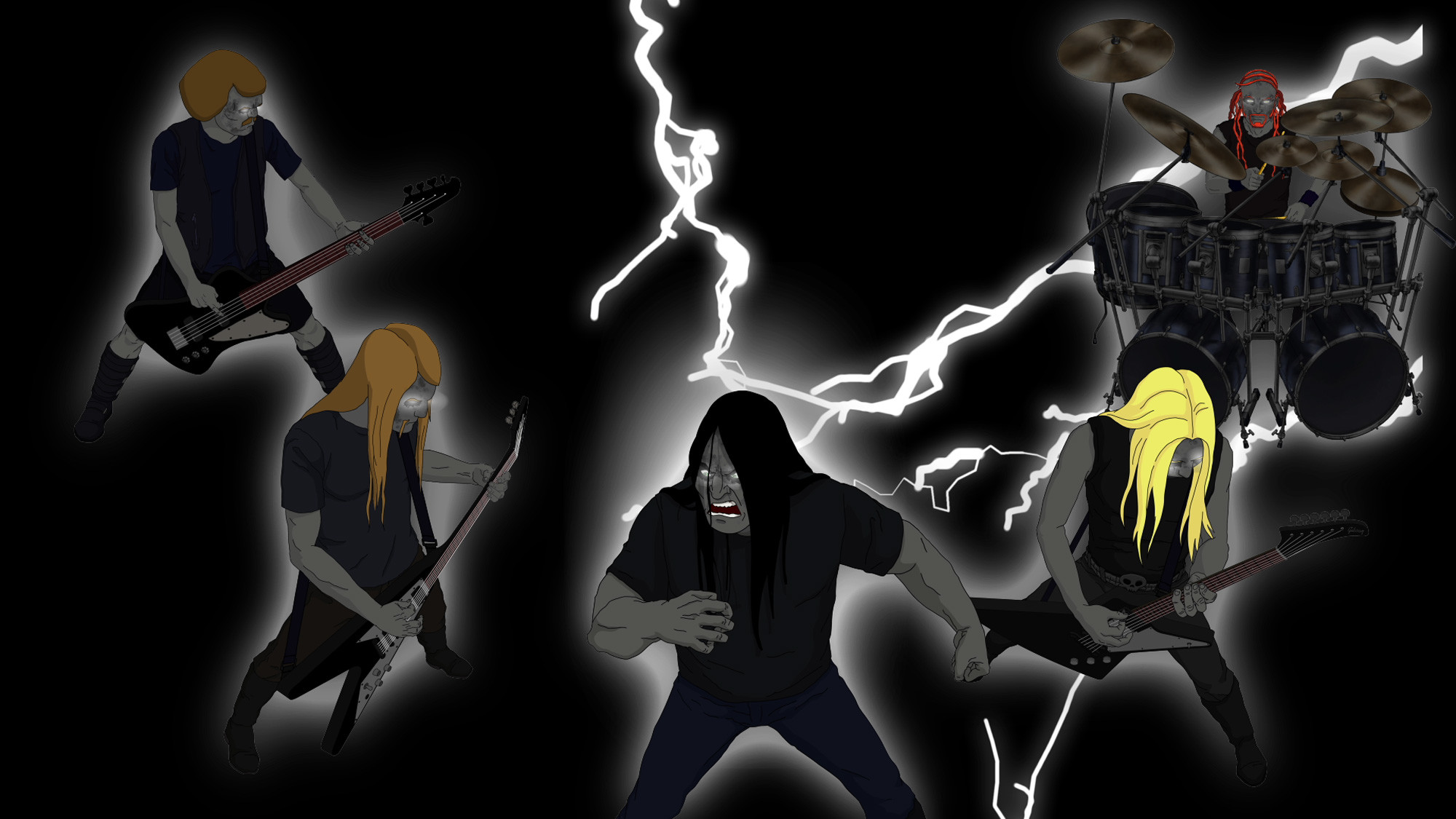 2000x1125 rock band cartoons | Dethklok heavy metal music cartoons hard rock band  groups .