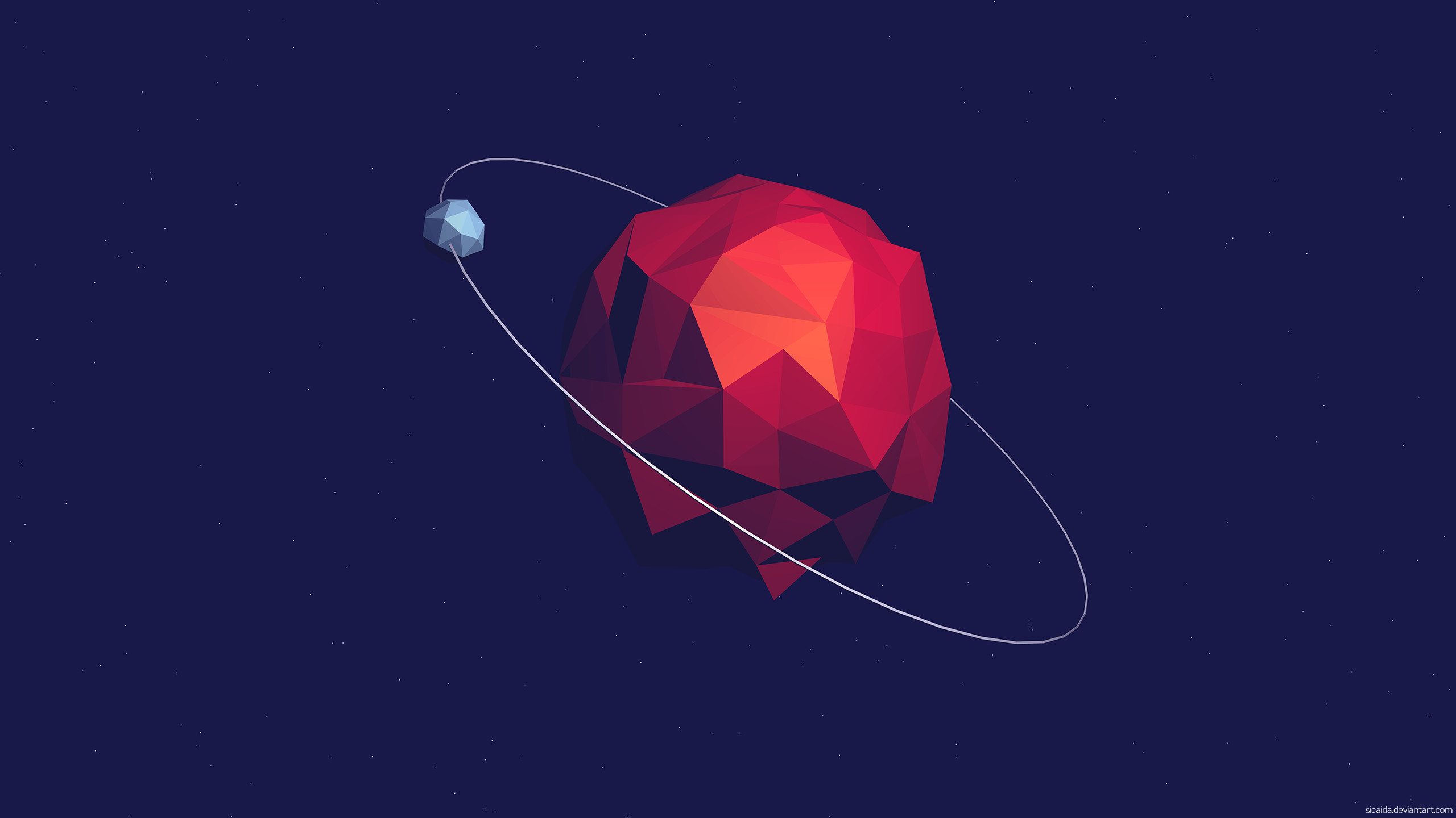 2560x1440 Low-Poly Planet [] [made by me] ...