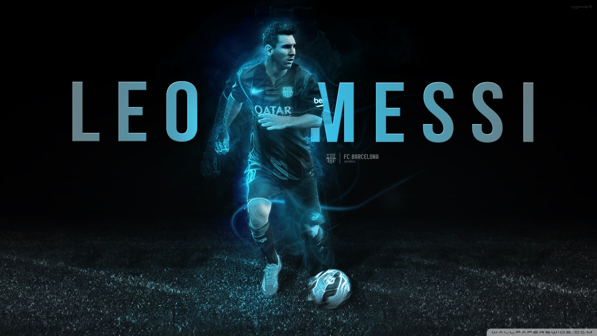 1920x1080 Leo Messi 2015 Black Wallpaper