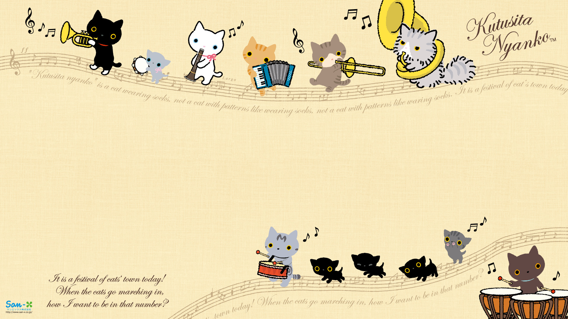 1920x1080 Kutusita Nyanko Cat Music Festival Wallpaper