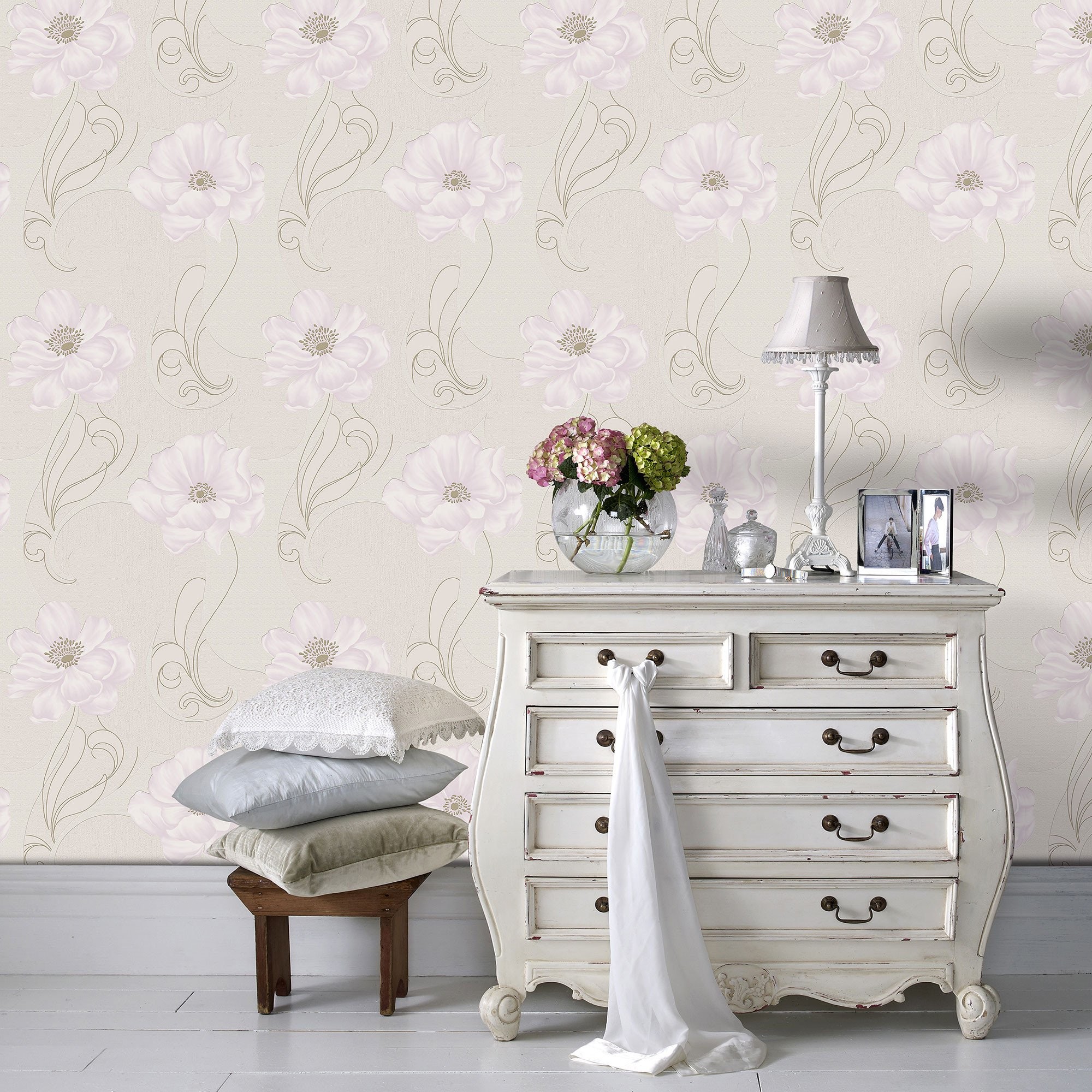 2000x2000 Sofia Floral Wallpaper in Beige from the Essence Collection by Graham &  Brown