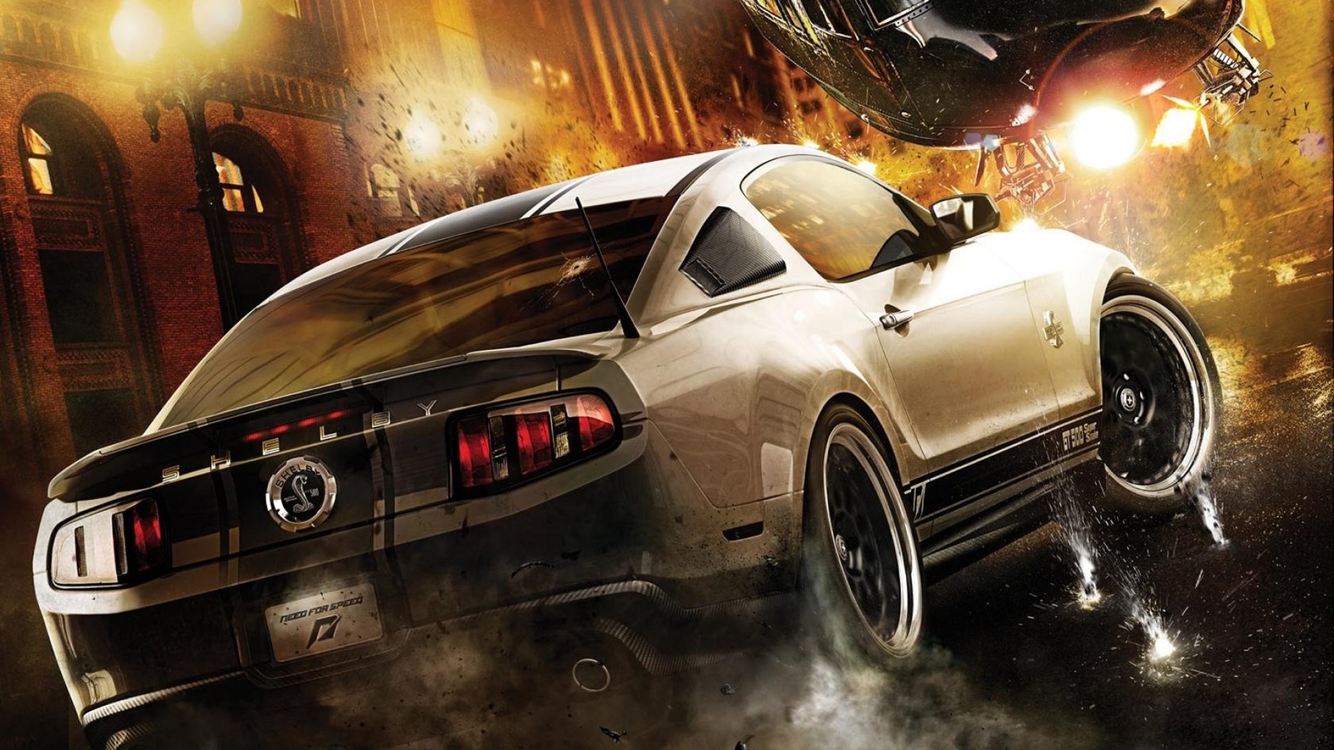 1920x1080  Wallpaper nfs, need for speed, shelby, helicopter, city